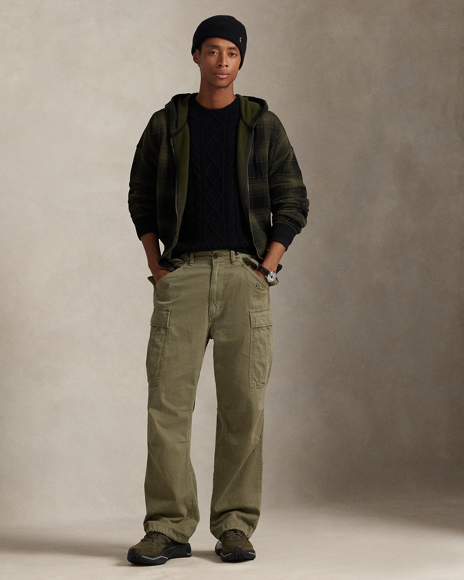 Ralph Lauren Relaxed Fit Plaid Fleece FullZip Hoodie