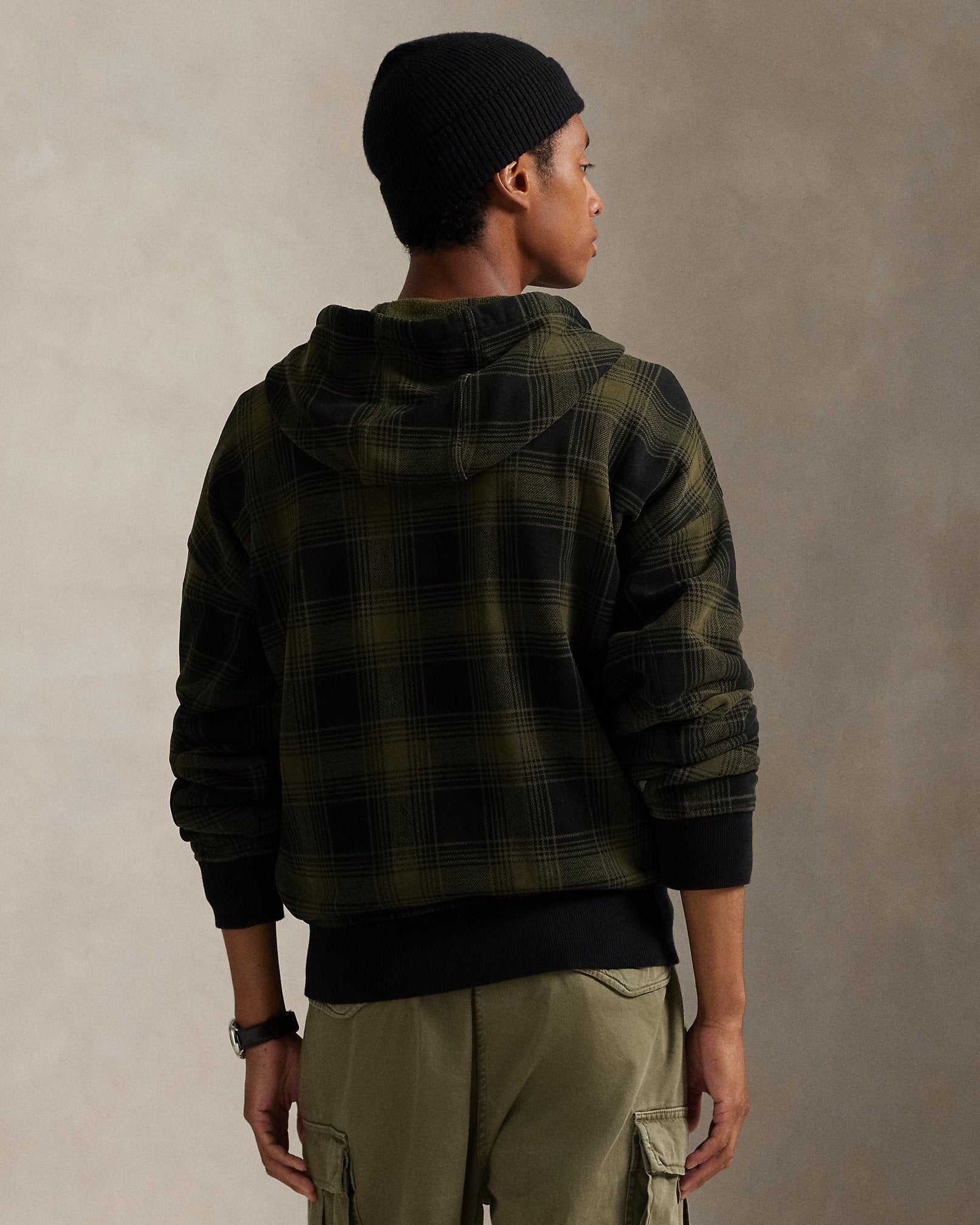 Ralph Lauren Relaxed Fit Plaid Fleece FullZip Hoodie