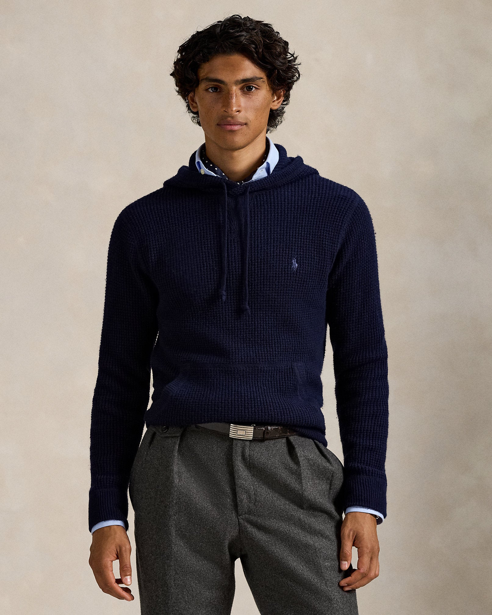 Ralph Lauren WaffleKnit WoolCotton Hooded Sweater