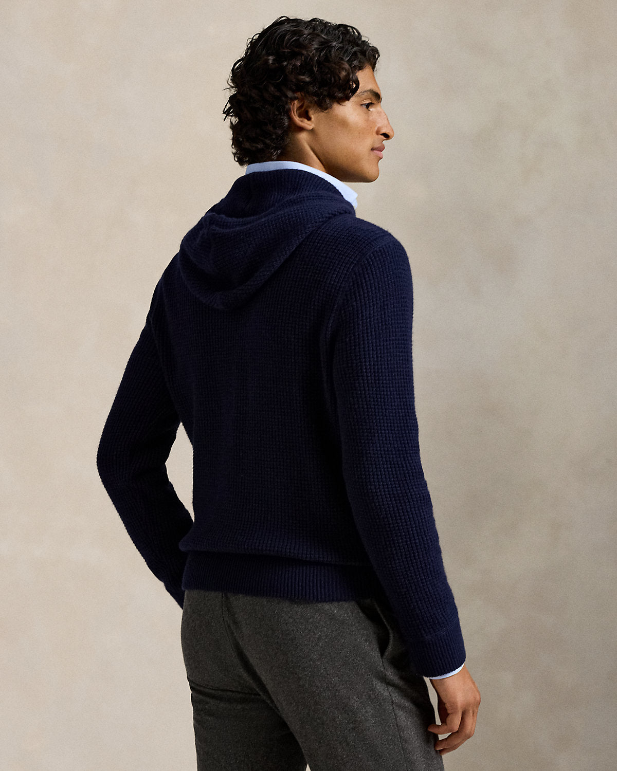 Ralph Lauren WaffleKnit WoolCotton Hooded Sweater