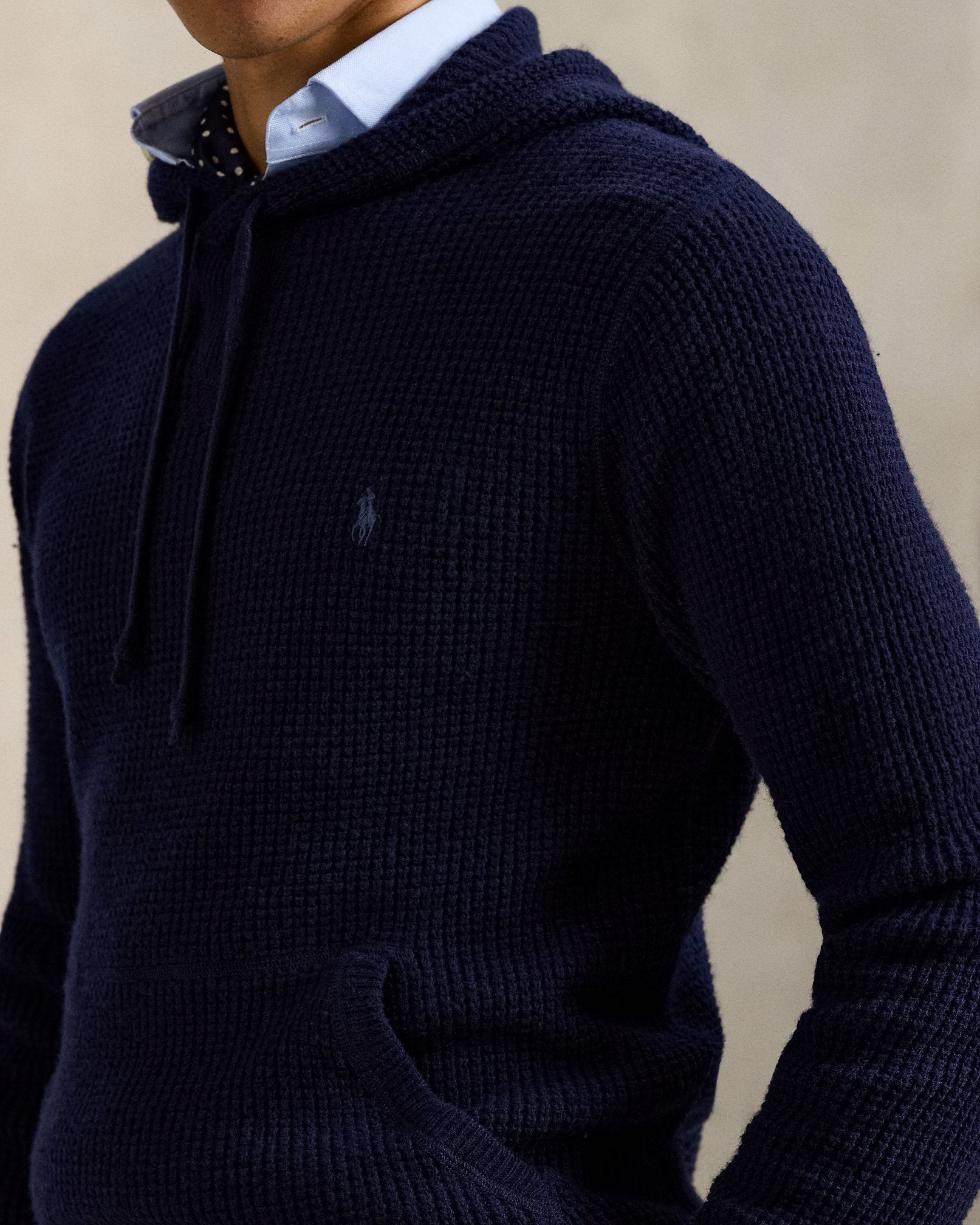 Ralph Lauren WaffleKnit WoolCotton Hooded Sweater