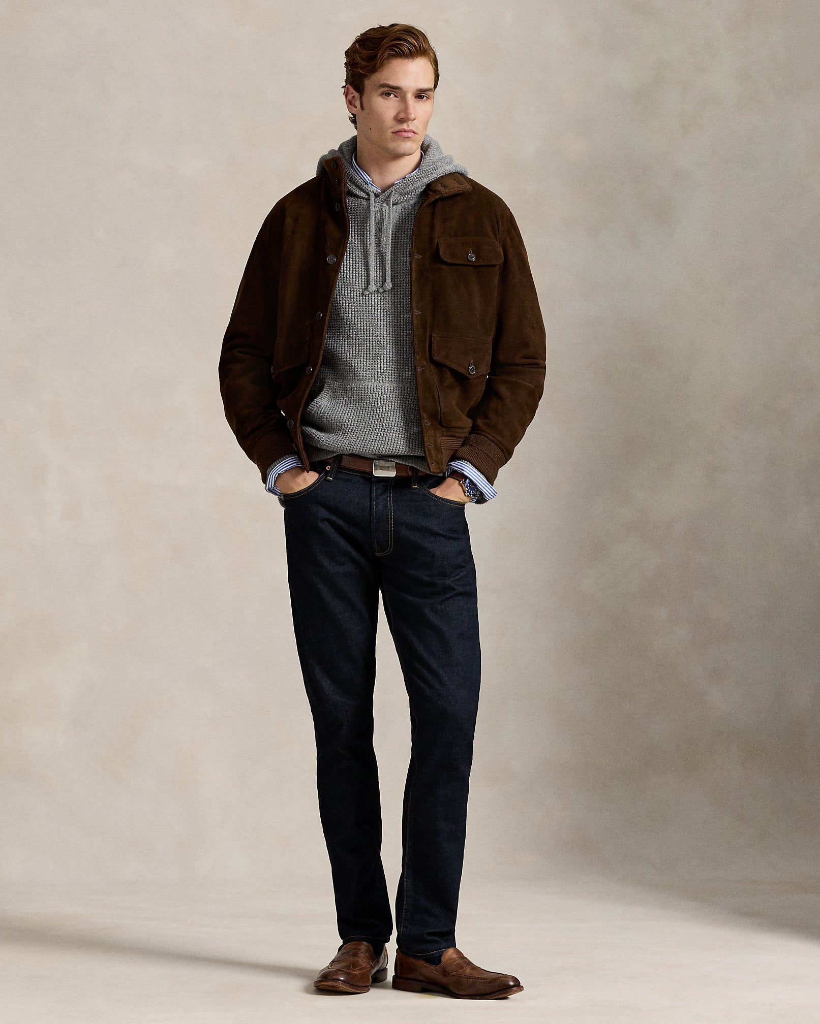 Ralph Lauren WaffleKnit WoolCotton Hooded Sweater