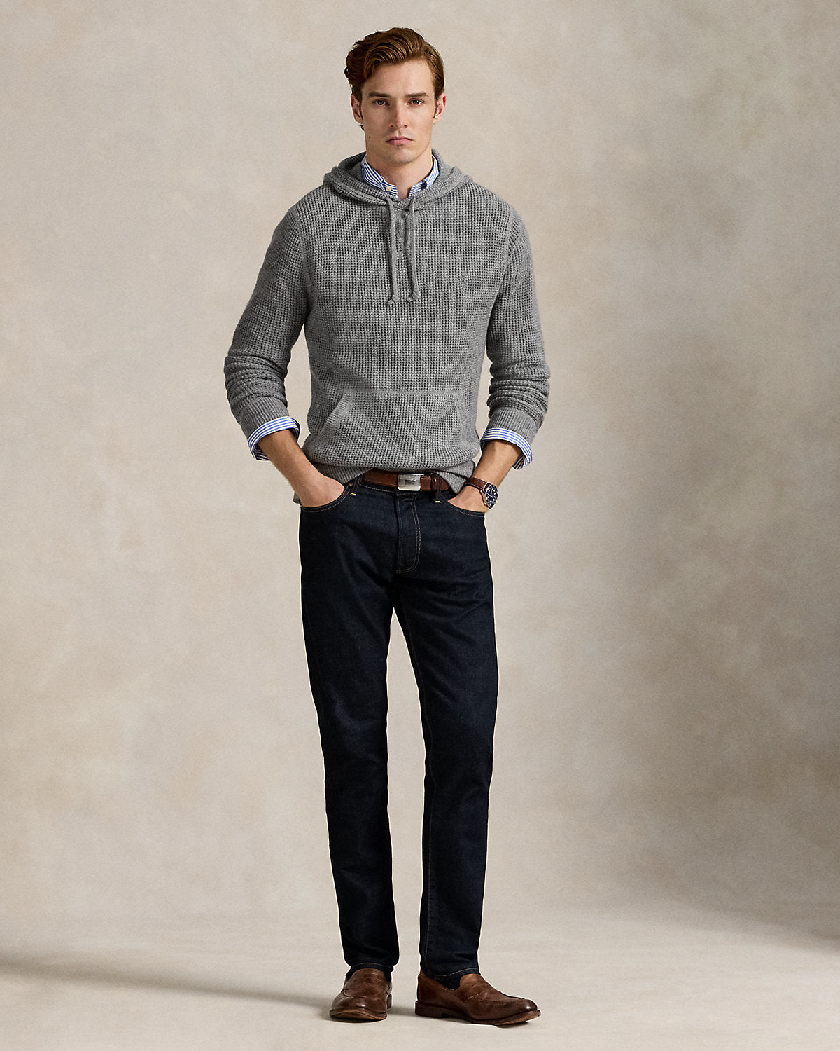Ralph Lauren WaffleKnit WoolCotton Hooded Sweater