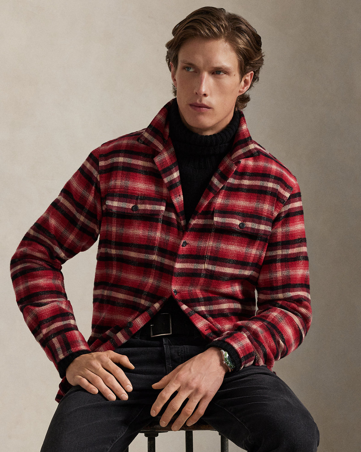 Ralph Lauren Classic Fit Plaid Flannel Camp Shirt
