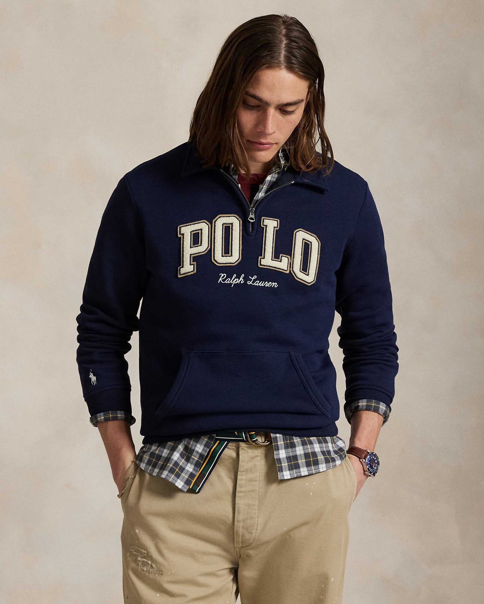 Ralph Lauren Logo Fleece QuarterZip Sweatshirt