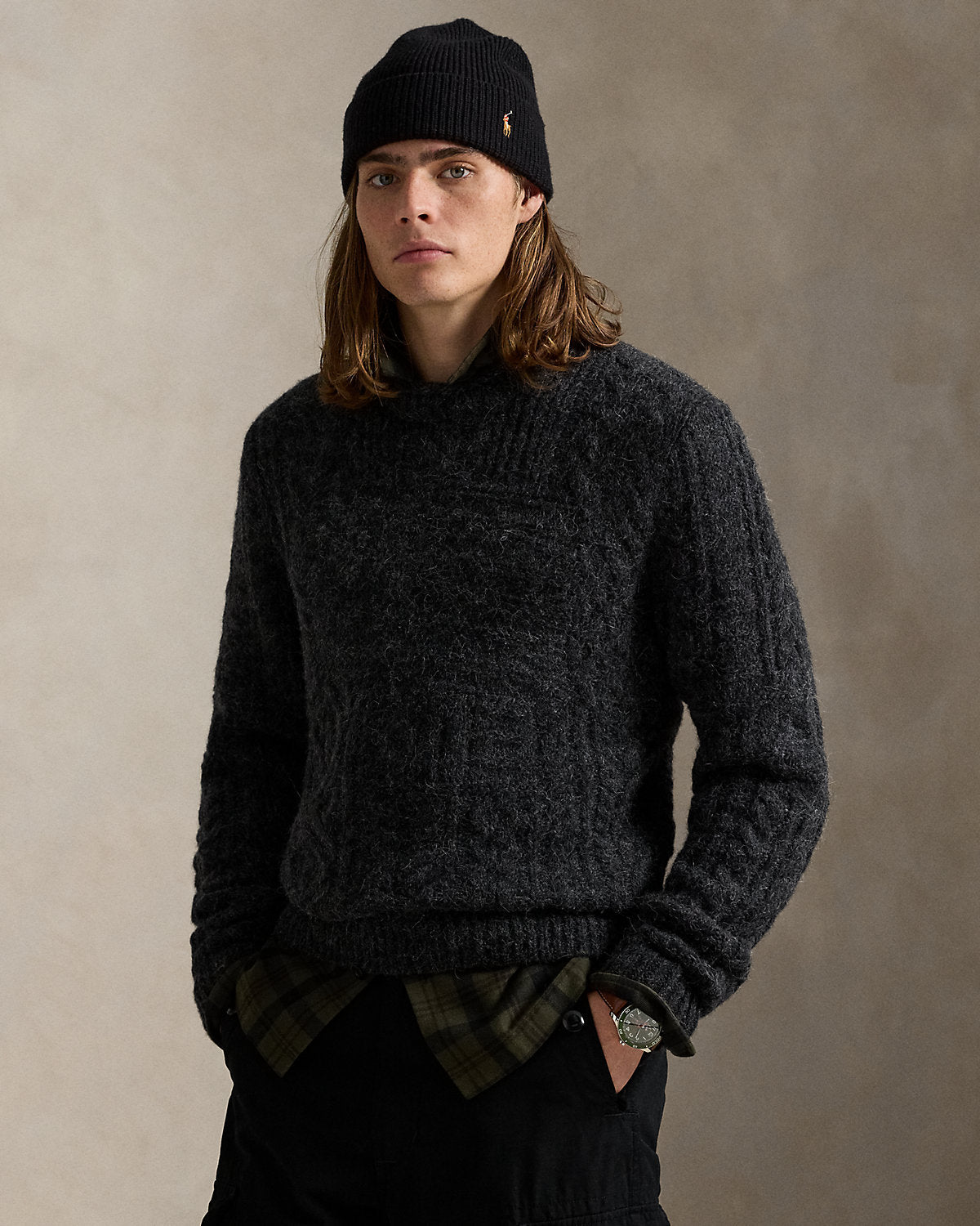 Ralph Lauren AranKnit Flag WoolBlend Sweater