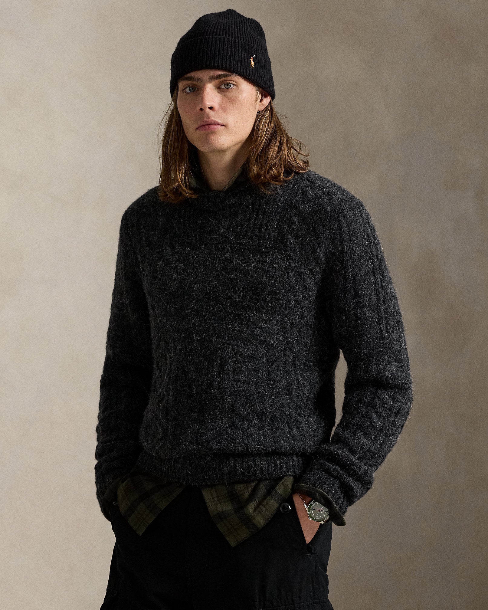 Ralph Lauren AranKnit Flag WoolBlend Sweater