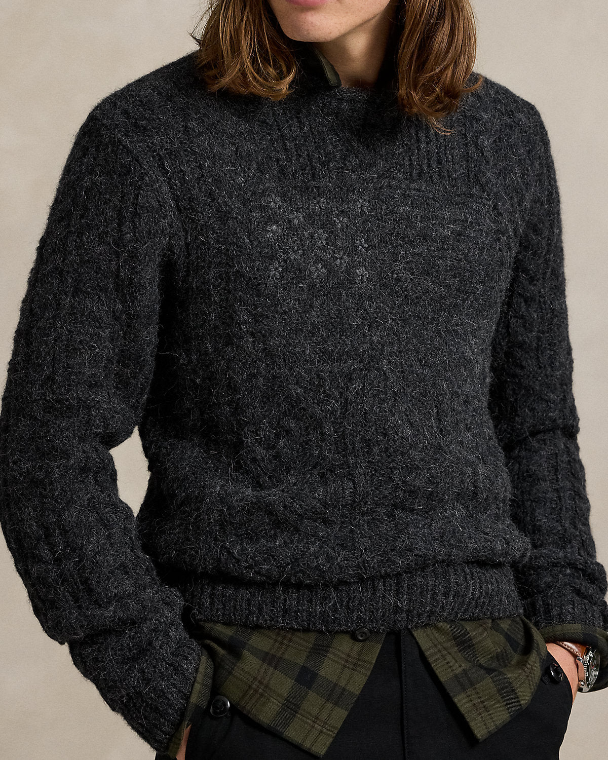 Ralph Lauren AranKnit Flag WoolBlend Sweater