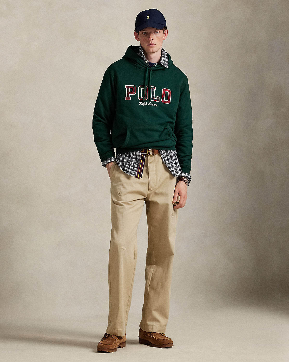 Ralph Lauren The RL Fleece PlaidLogo Hoodie
