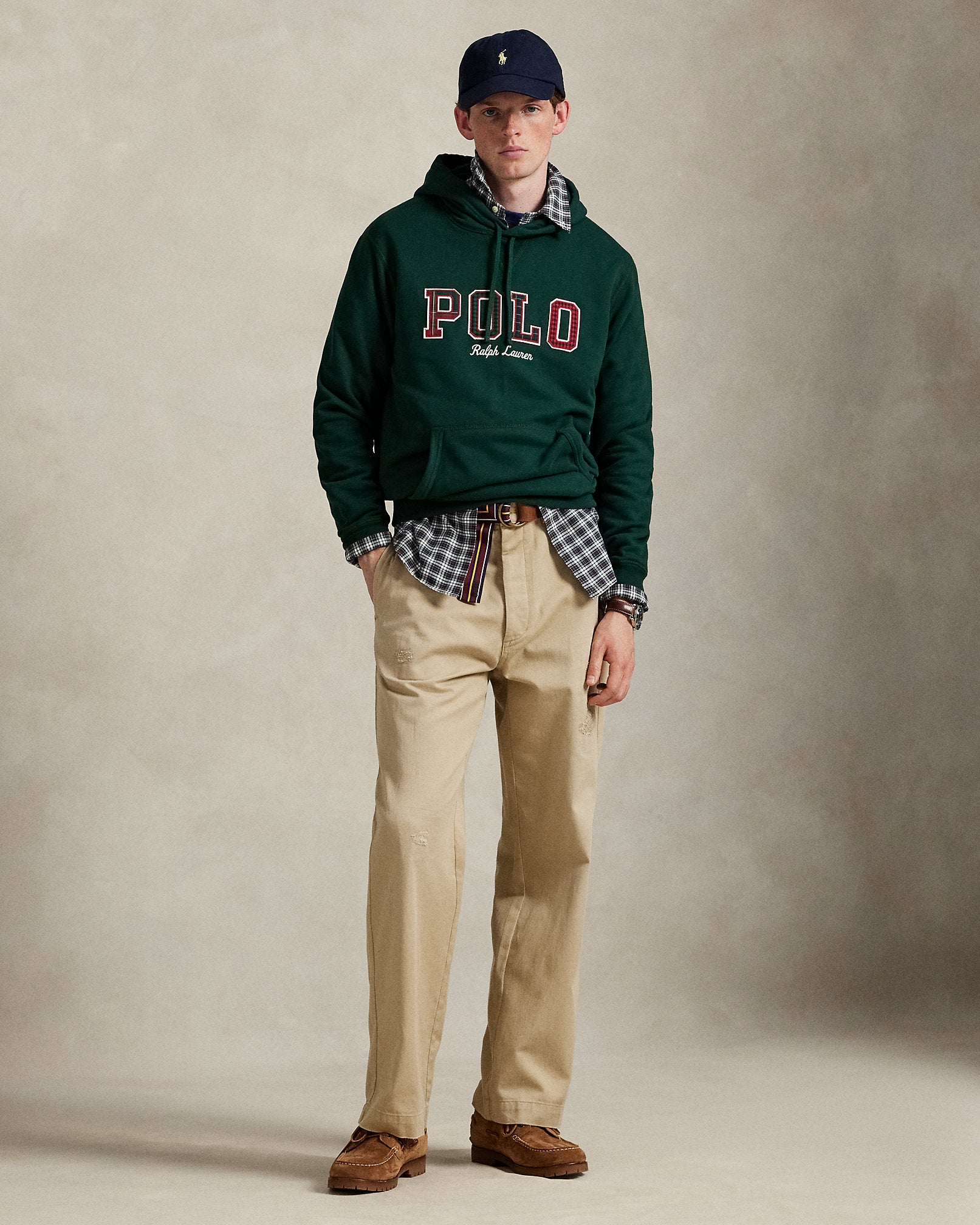 Ralph Lauren The RL Fleece PlaidLogo Hoodie