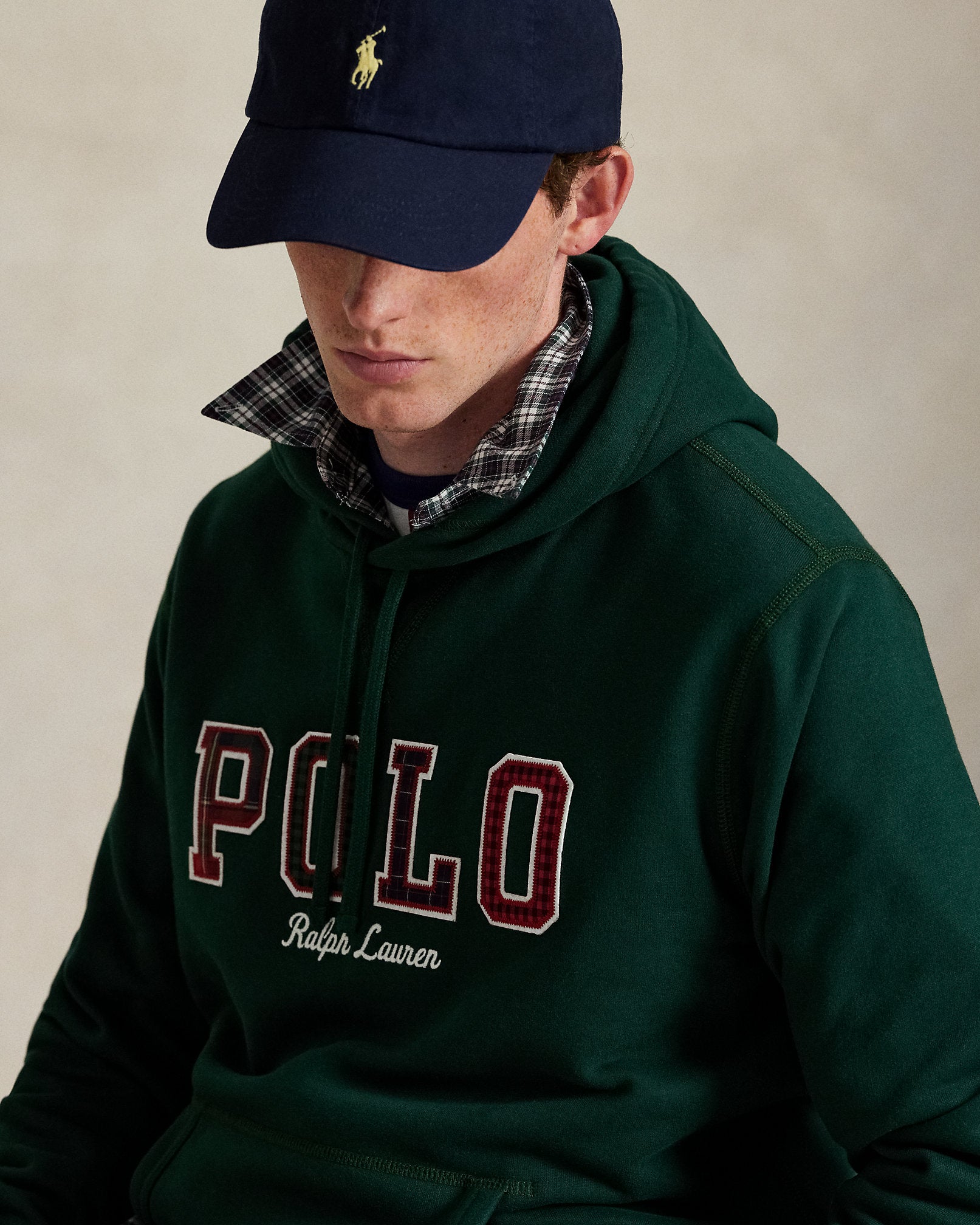 Ralph Lauren The RL Fleece PlaidLogo Hoodie