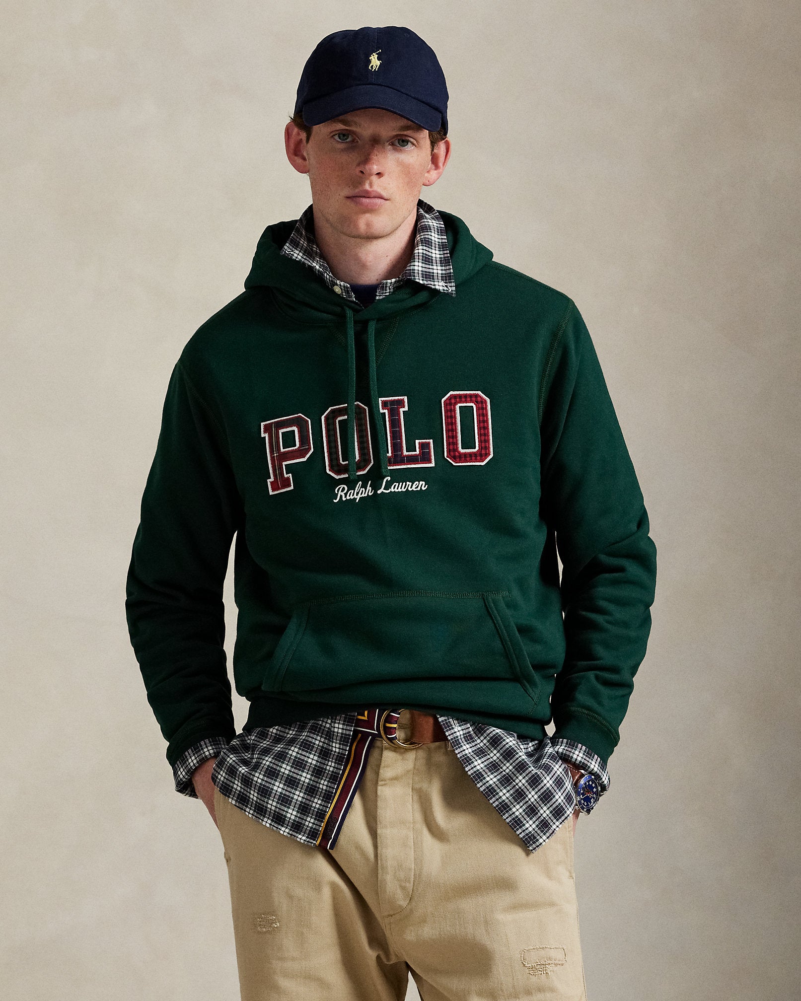 Ralph Lauren The RL Fleece PlaidLogo Hoodie