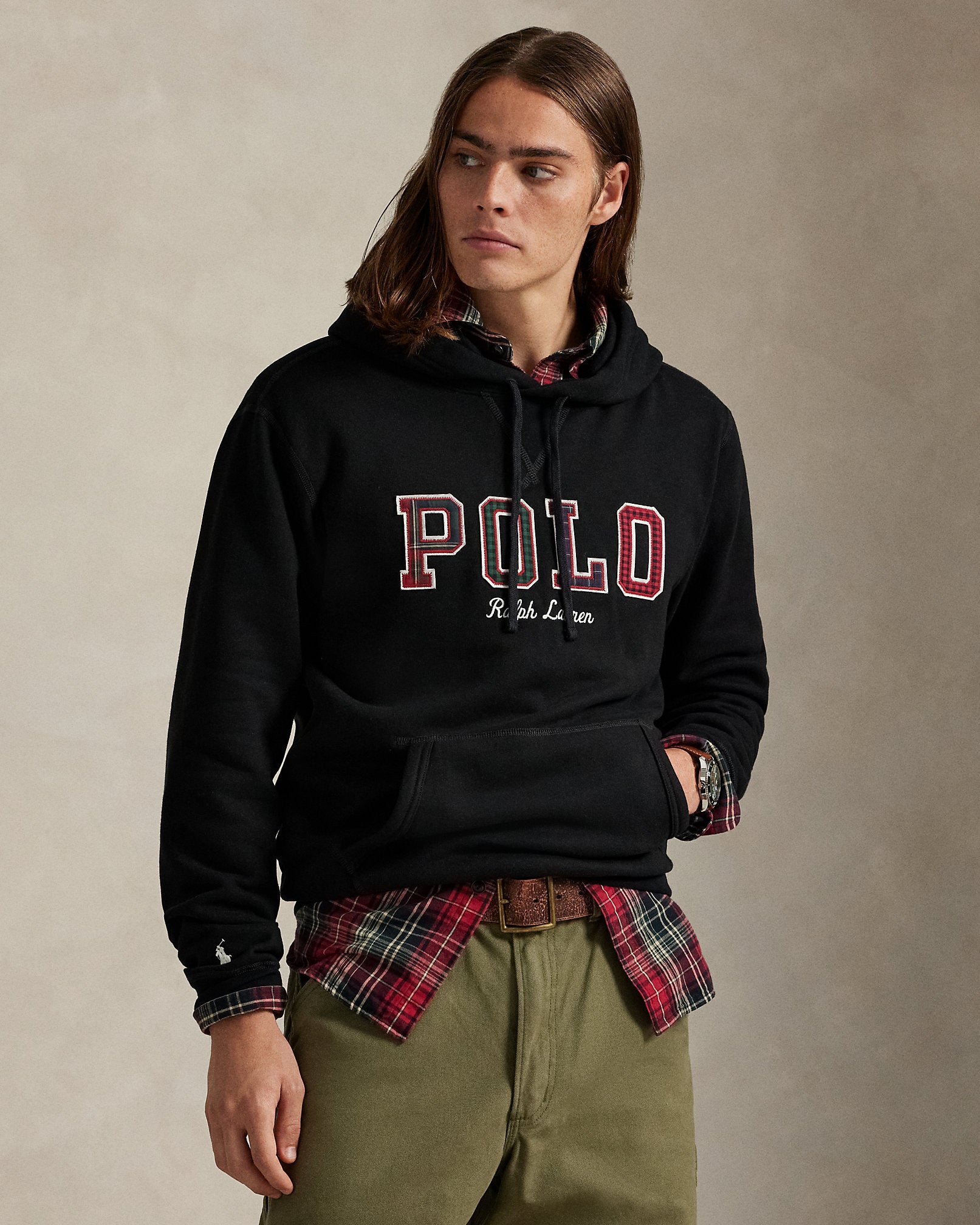 Ralph Lauren The RL Fleece PlaidLogo Hoodie