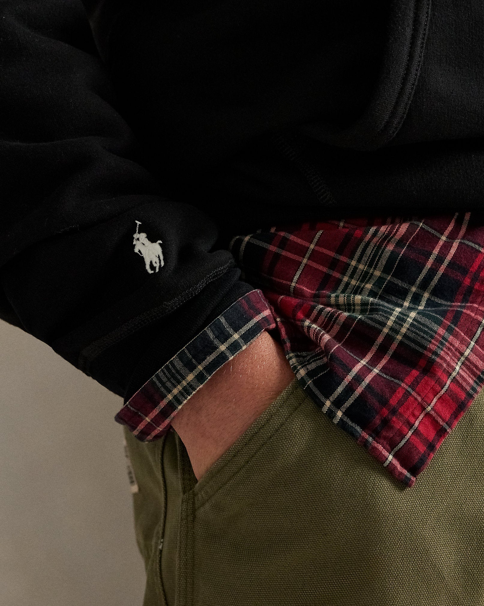 Ralph Lauren The RL Fleece PlaidLogo Hoodie