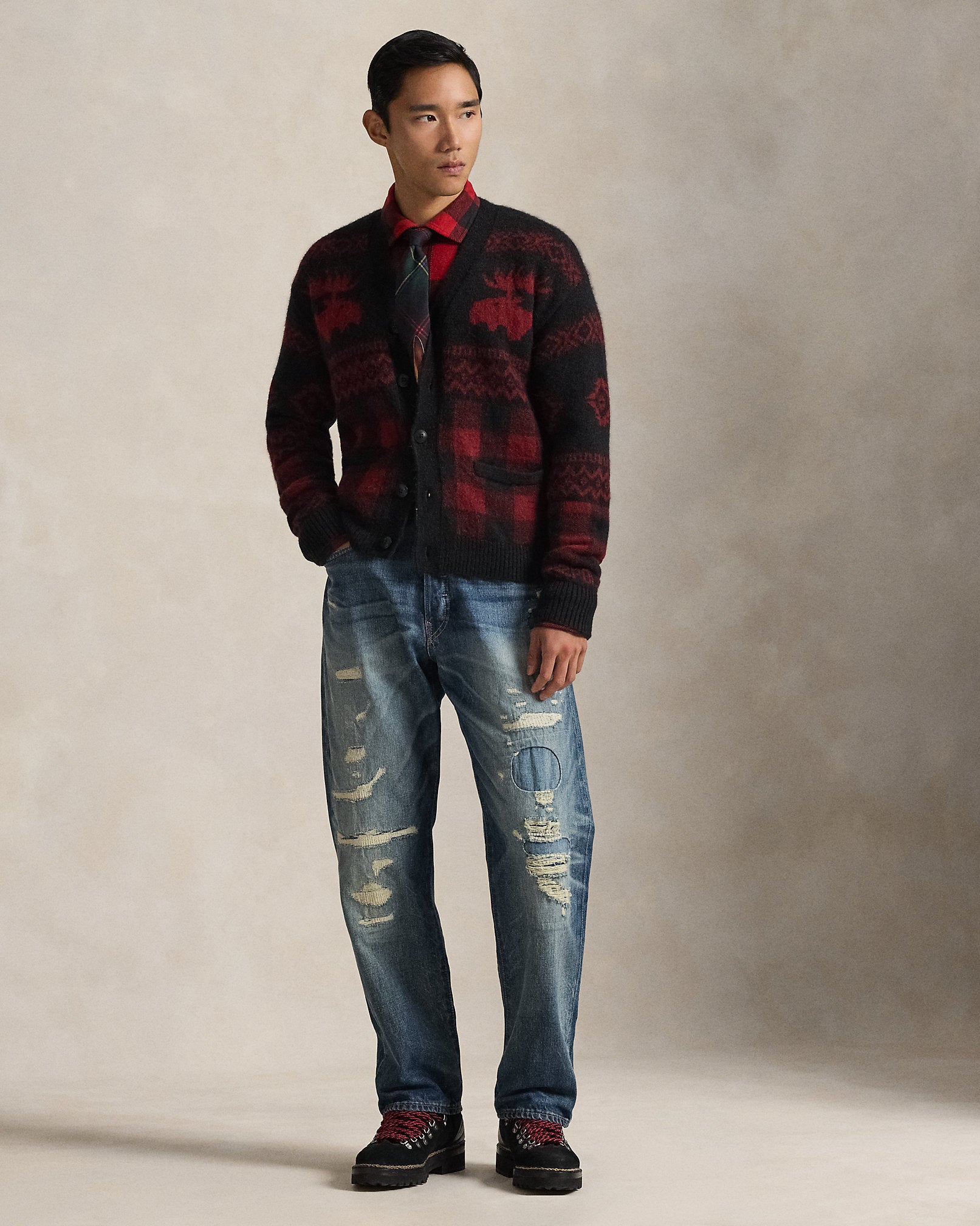 Ralph Lauren Buffalo Check MooseGraphic Cardigan