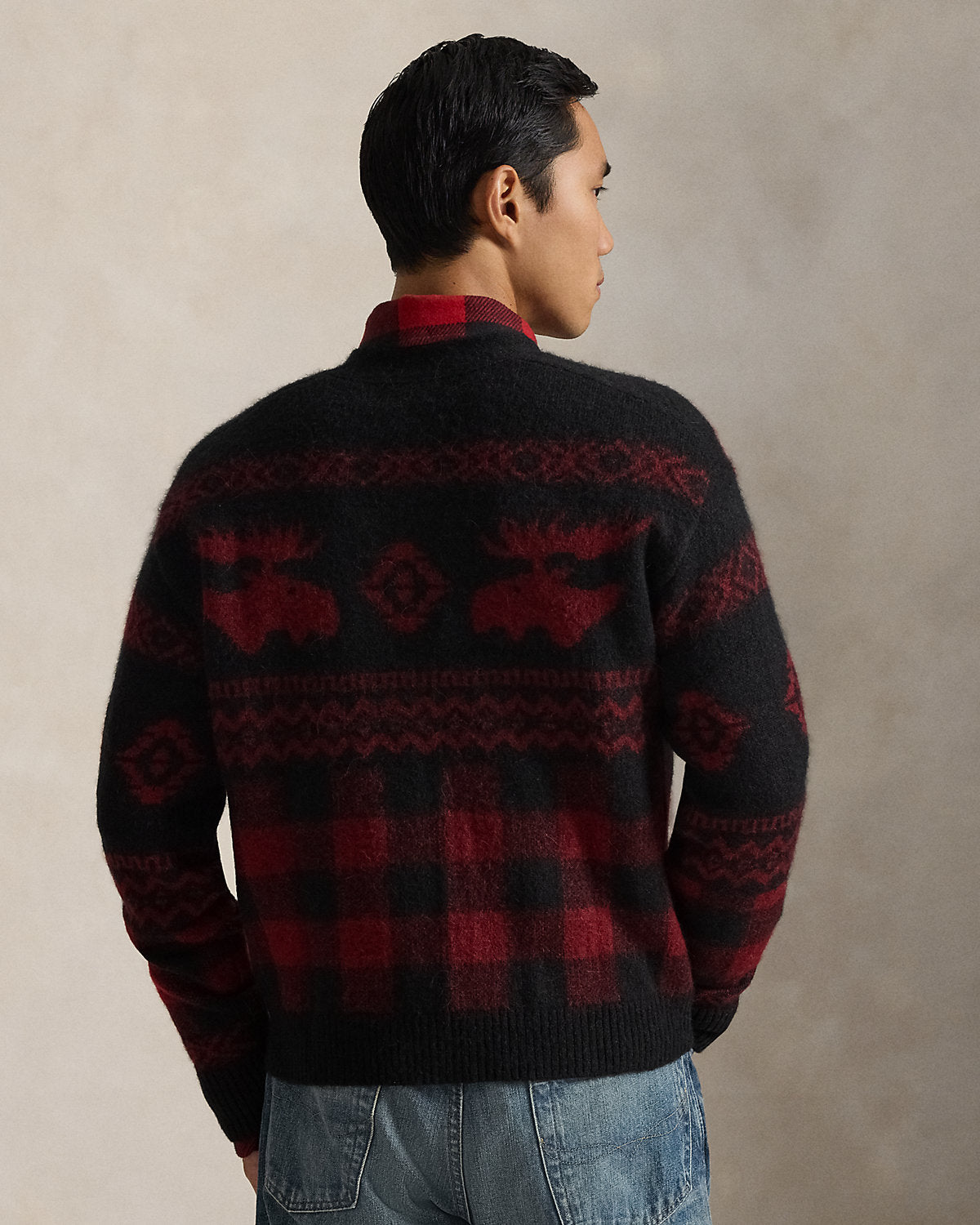 Ralph Lauren Buffalo Check MooseGraphic Cardigan
