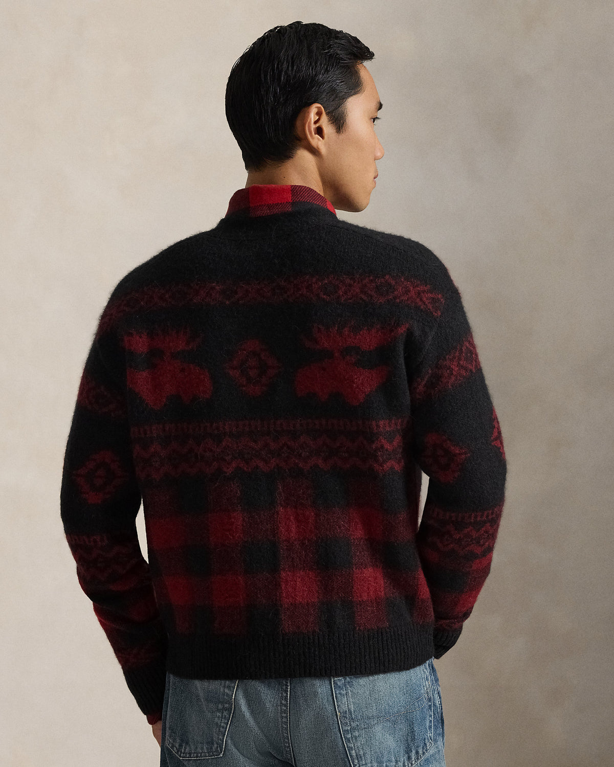 Ralph Lauren Buffalo Check MooseGraphic Cardigan