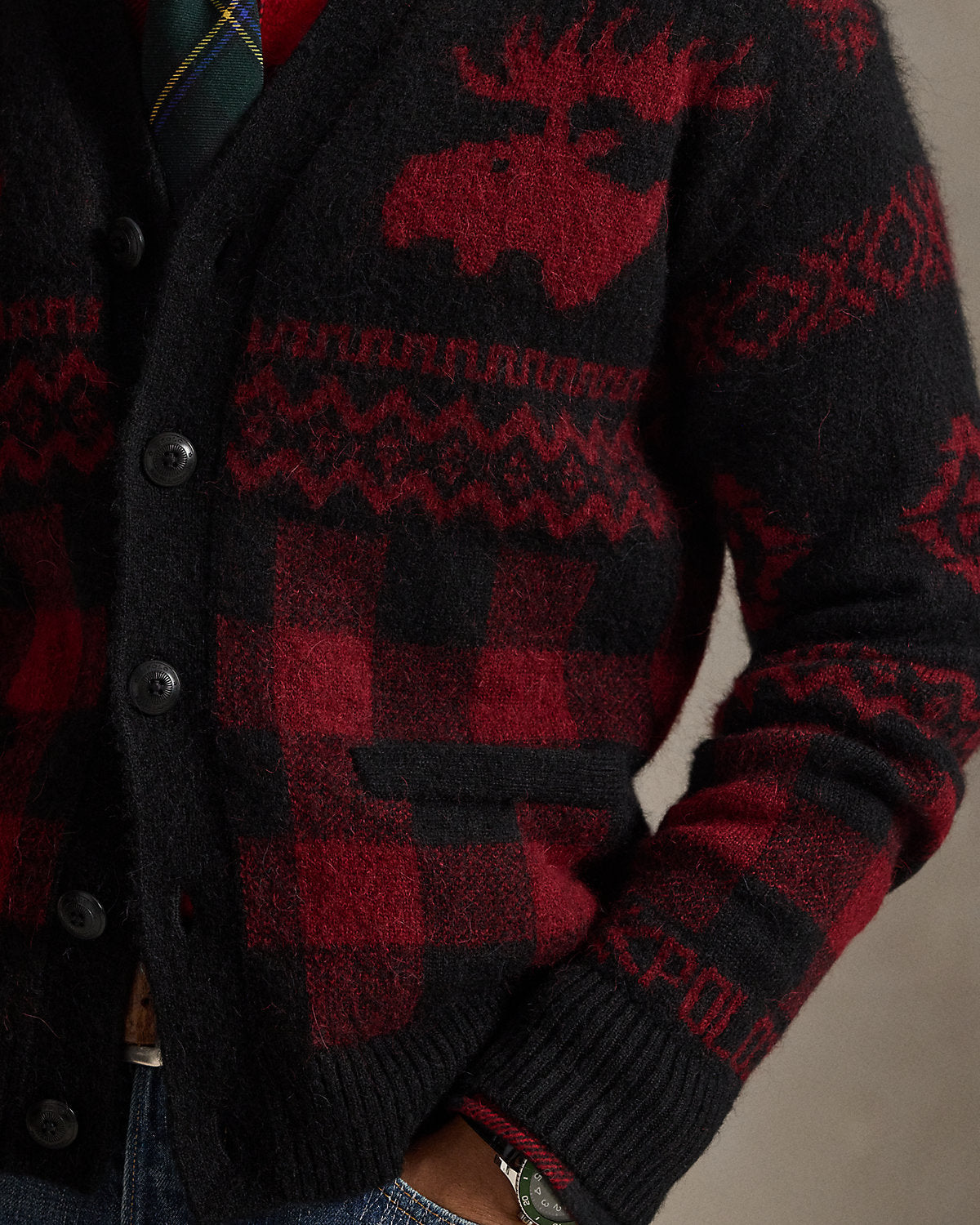 Ralph Lauren Buffalo Check MooseGraphic Cardigan