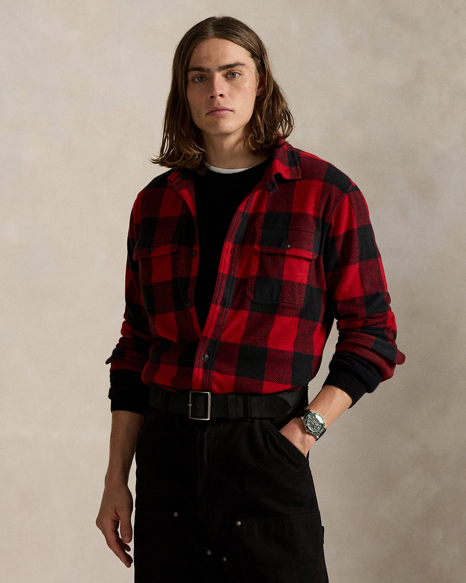 Ralph Lauren Plaid Knit Flannel Overshirt