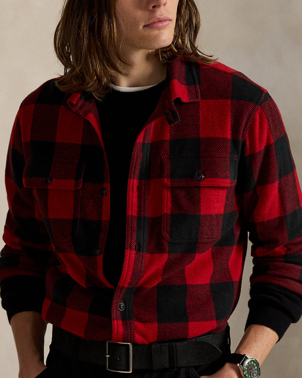 Ralph Lauren Plaid Knit Flannel Overshirt