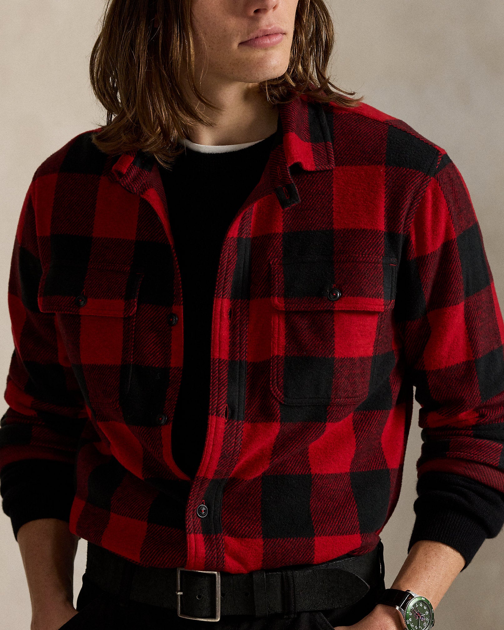 Ralph Lauren Plaid Knit Flannel Overshirt