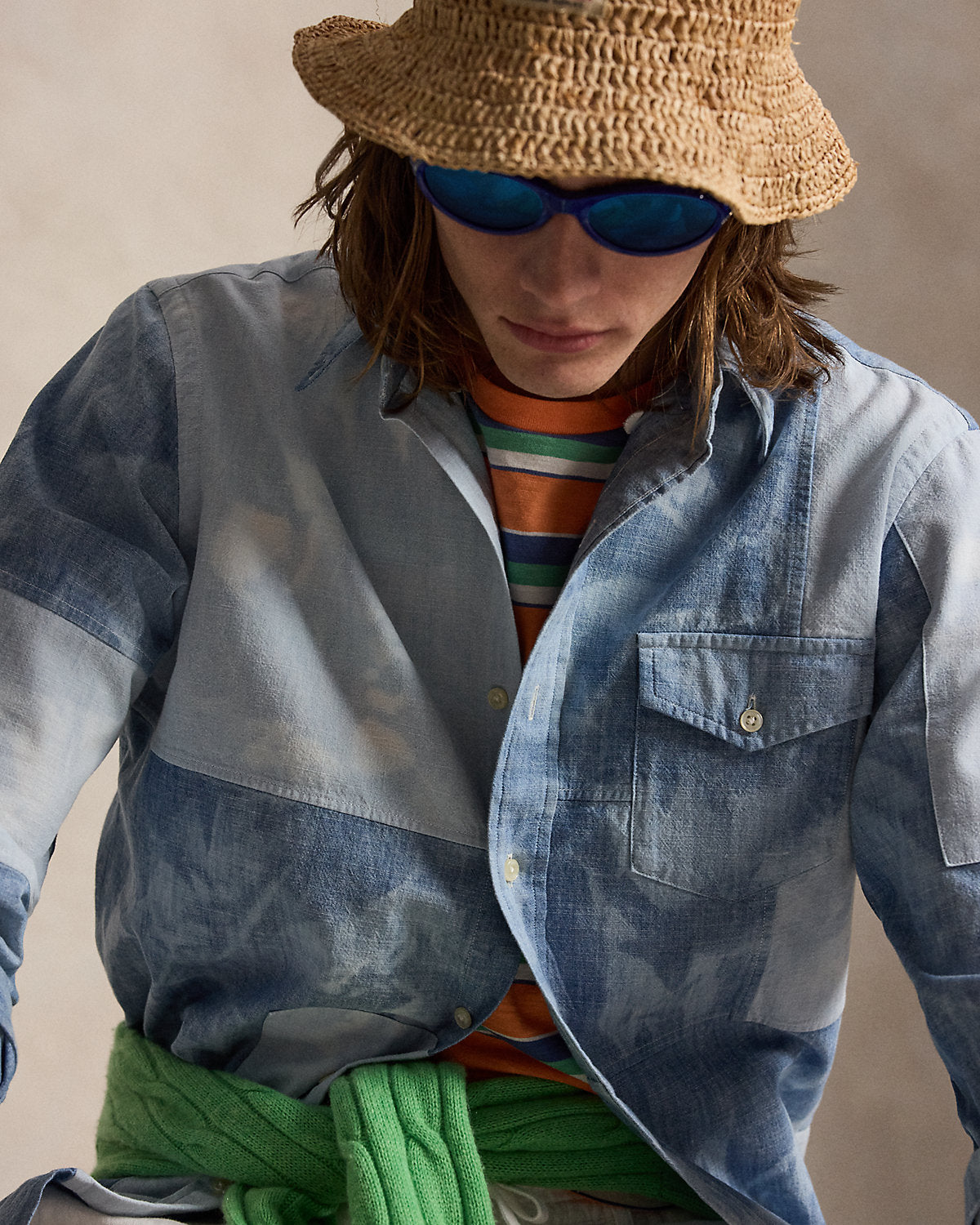 Ralph Lauren Classic Fit Patchwork Chambray Shirt