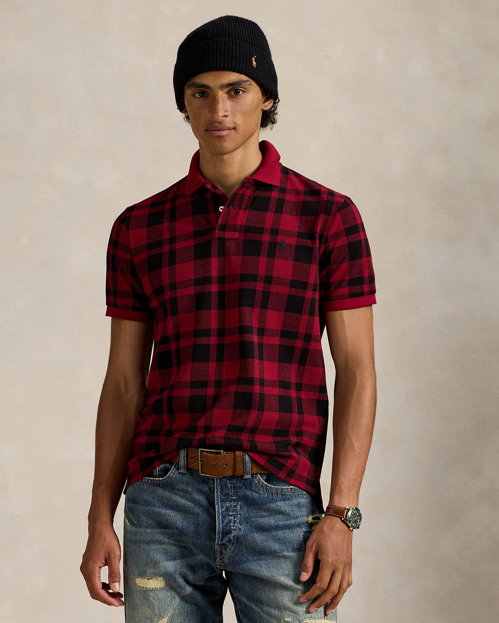 Ralph Lauren Classic Fit Plaid Mesh Polo Shirt
