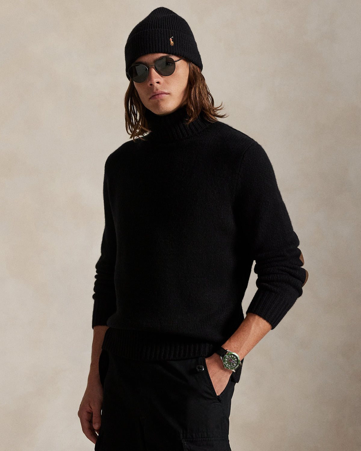 Ralph Lauren SuedePatch WoolCashmere Sweater