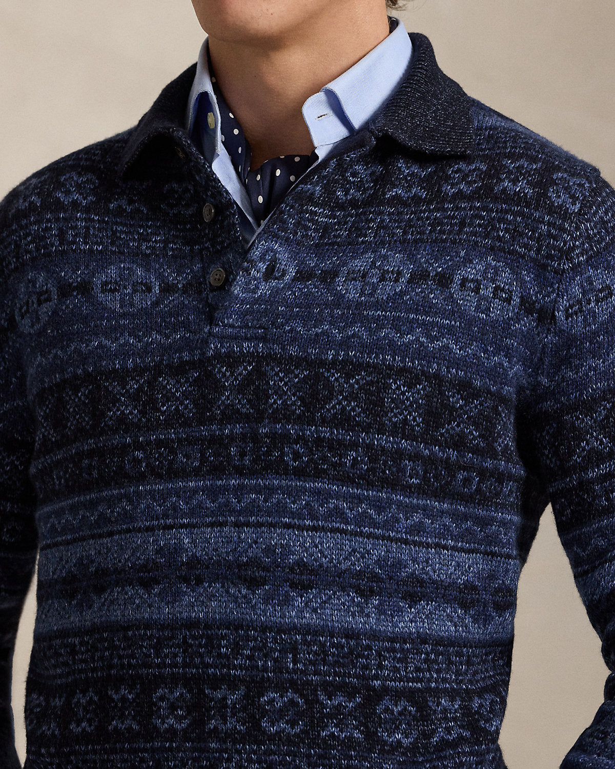 Ralph Lauren Fair Isle WoolLinen Polo Sweater