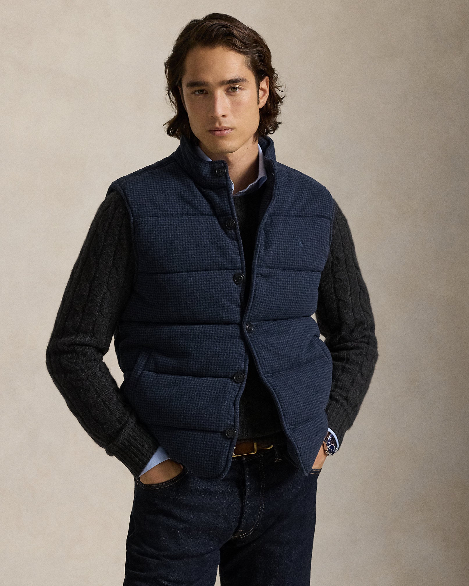 Ralph Lauren HoundstoothPrint EstateRib Vest