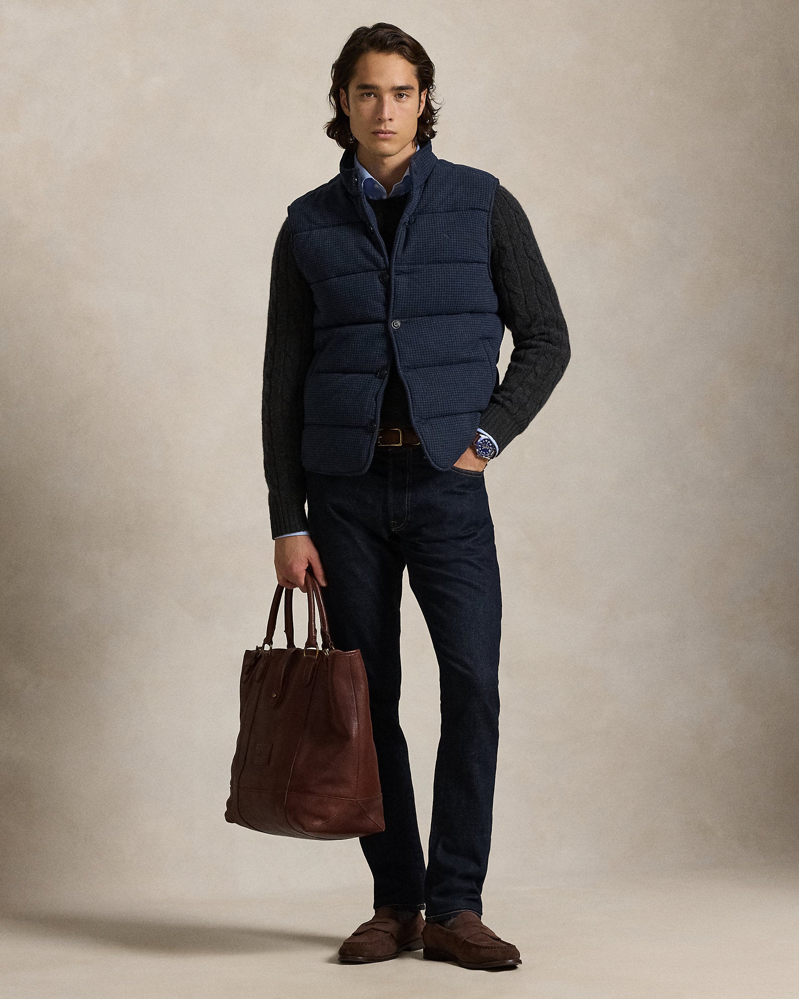 Ralph Lauren HoundstoothPrint EstateRib Vest