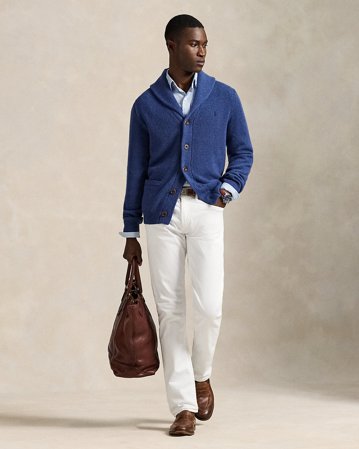 Ralph Lauren WoolCashmere ShawlCollar Cardigan