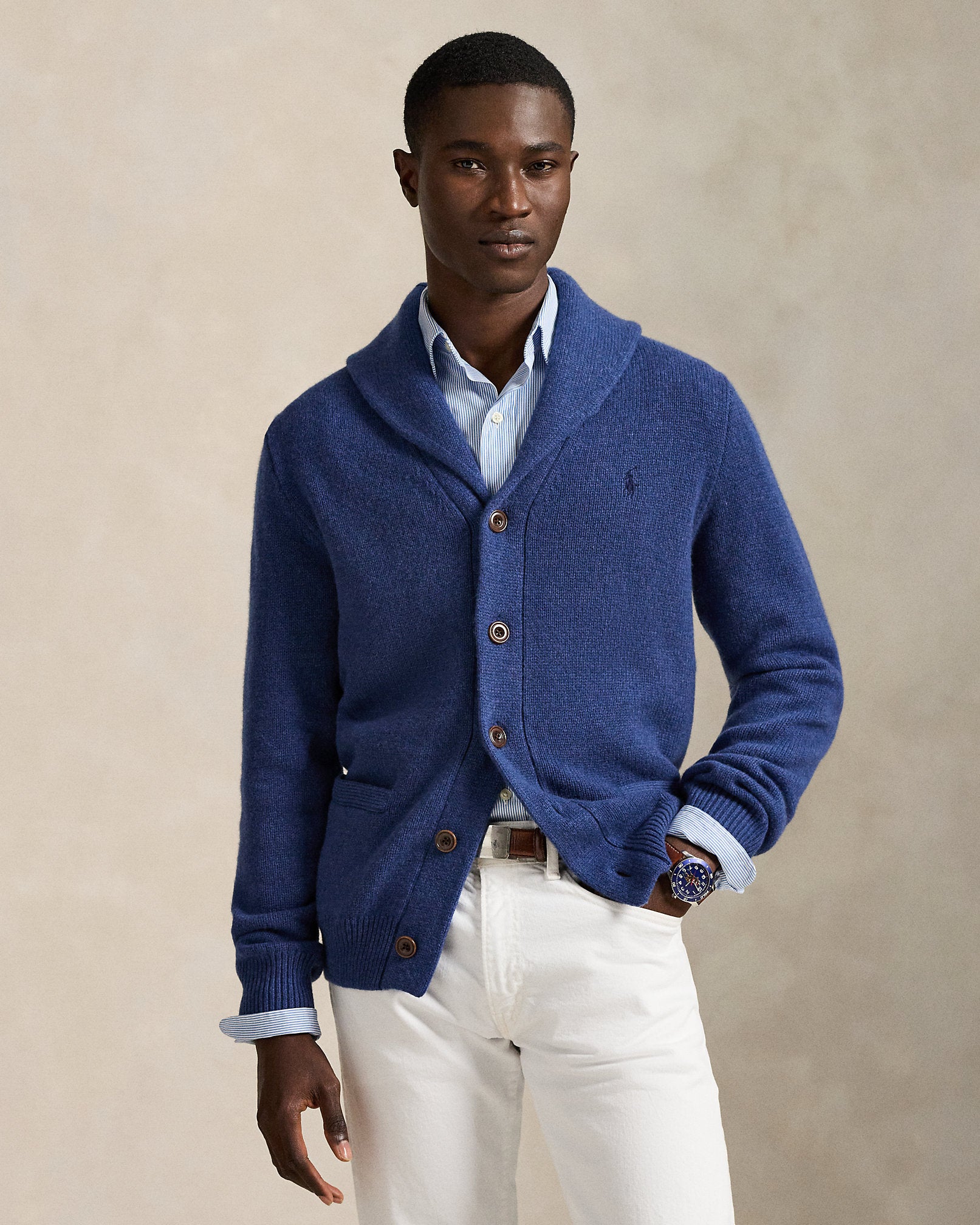 Ralph Lauren WoolCashmere ShawlCollar Cardigan