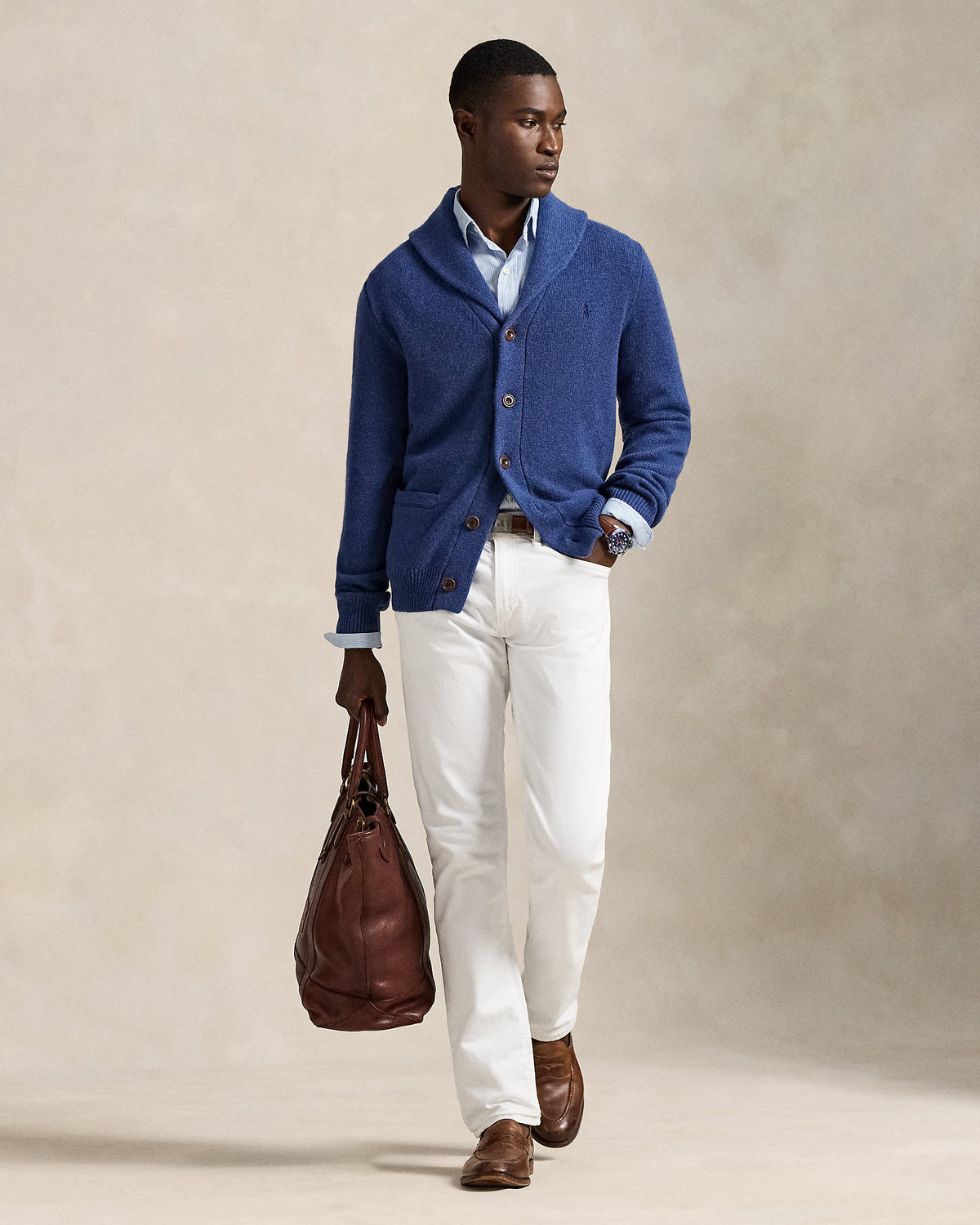 Ralph Lauren WoolCashmere ShawlCollar Cardigan
