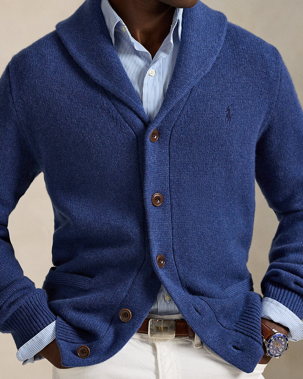 Ralph Lauren WoolCashmere ShawlCollar Cardigan