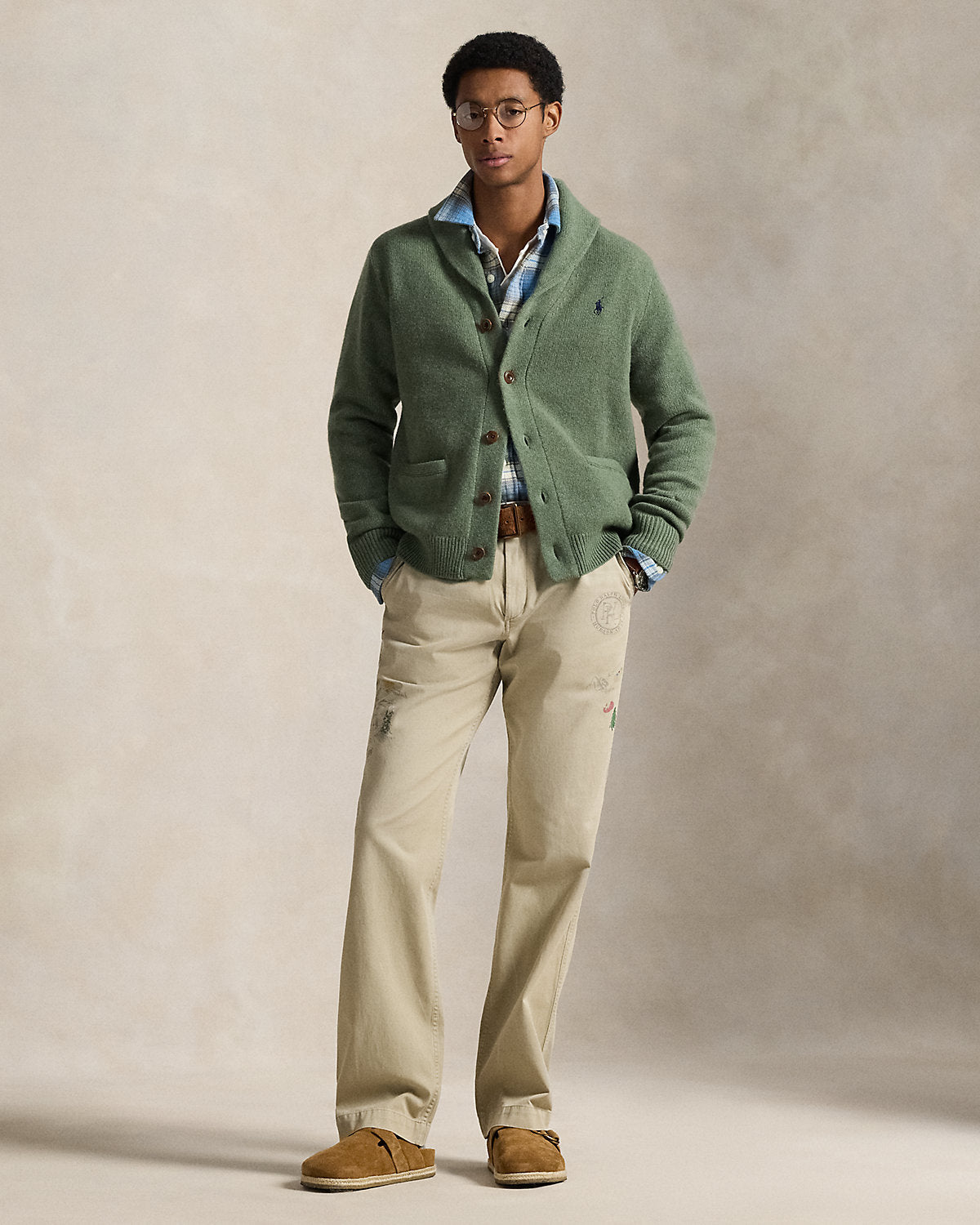 Ralph Lauren WoolCashmere ShawlCollar Cardigan