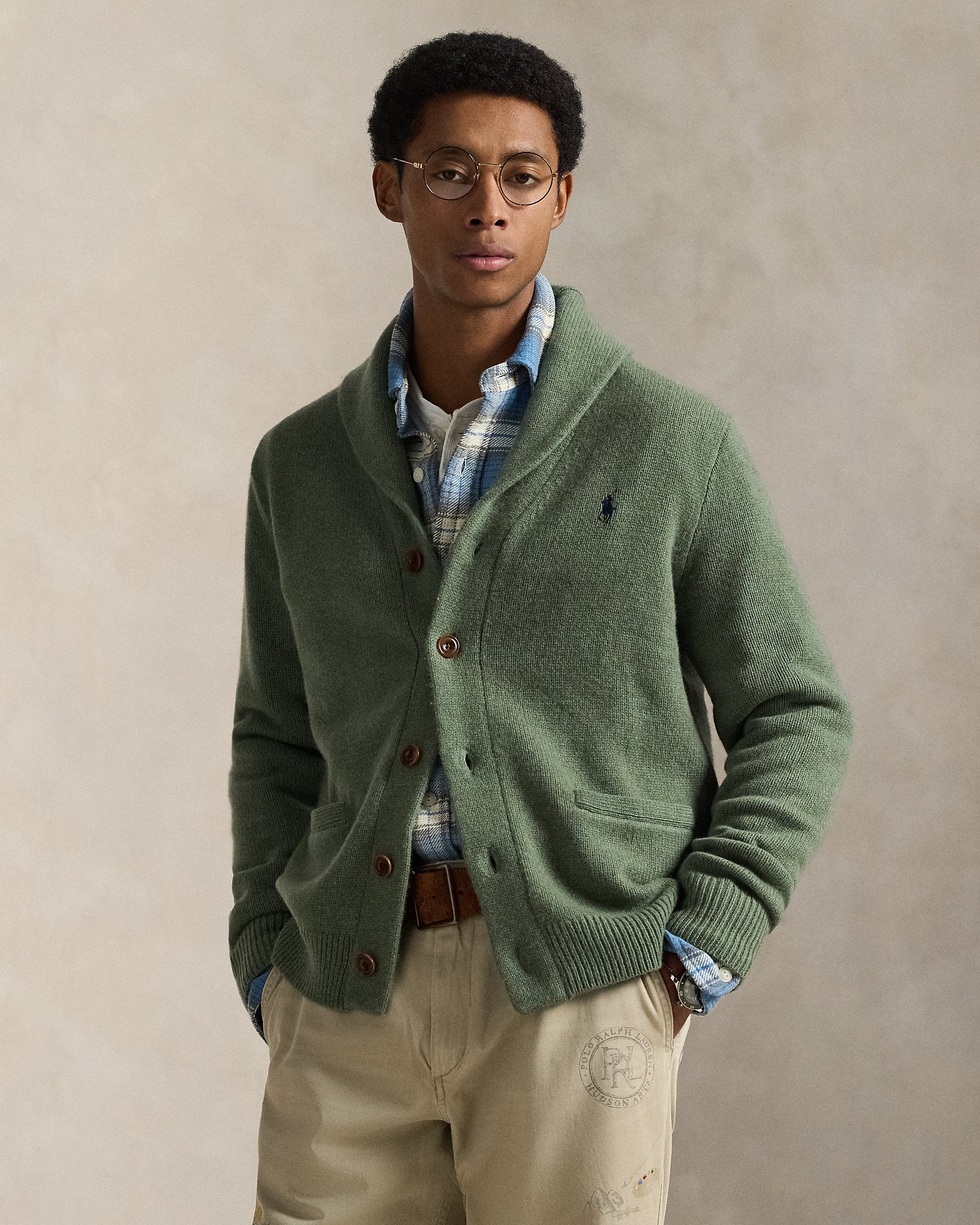 Ralph Lauren WoolCashmere ShawlCollar Cardigan