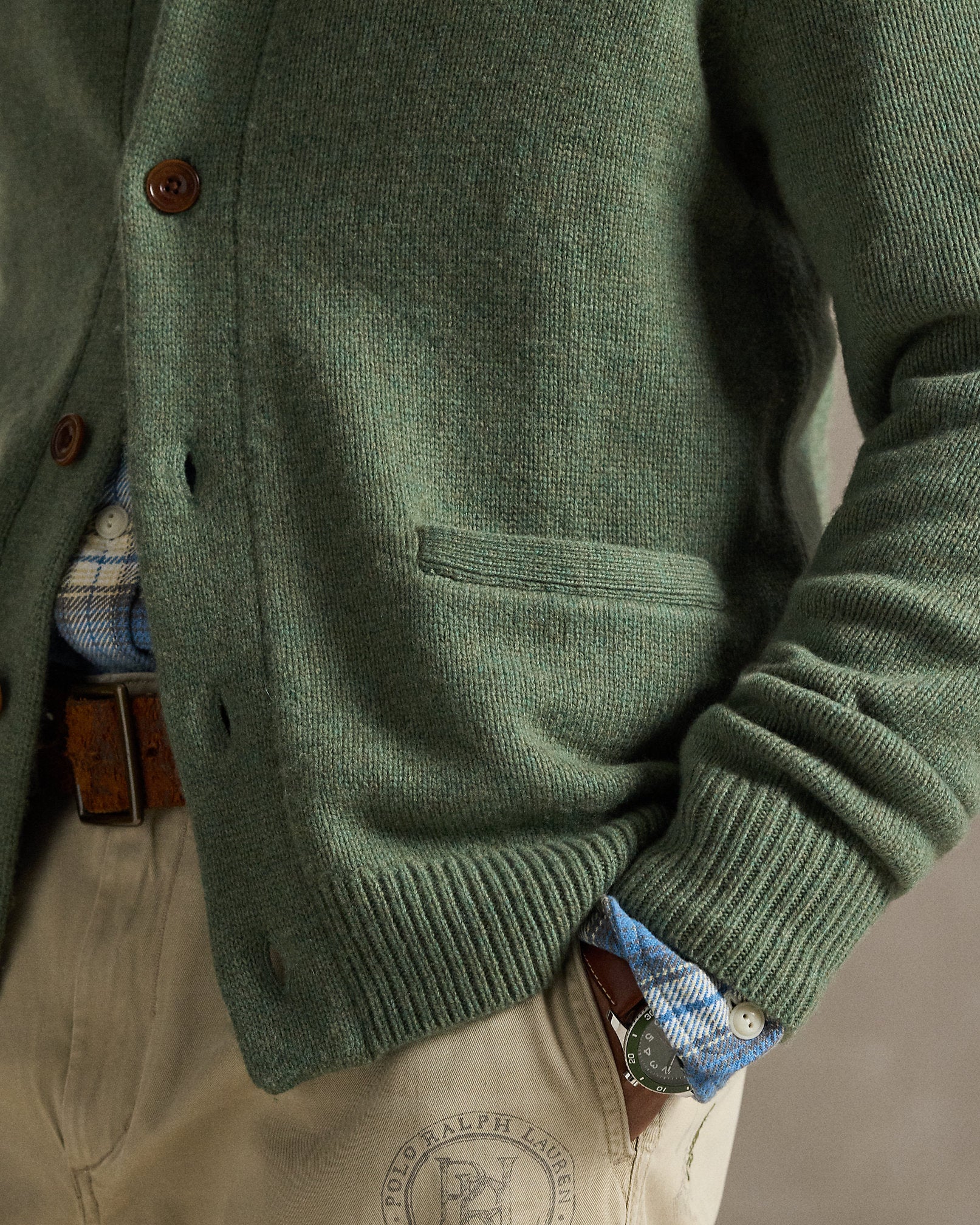 Ralph Lauren WoolCashmere ShawlCollar Cardigan