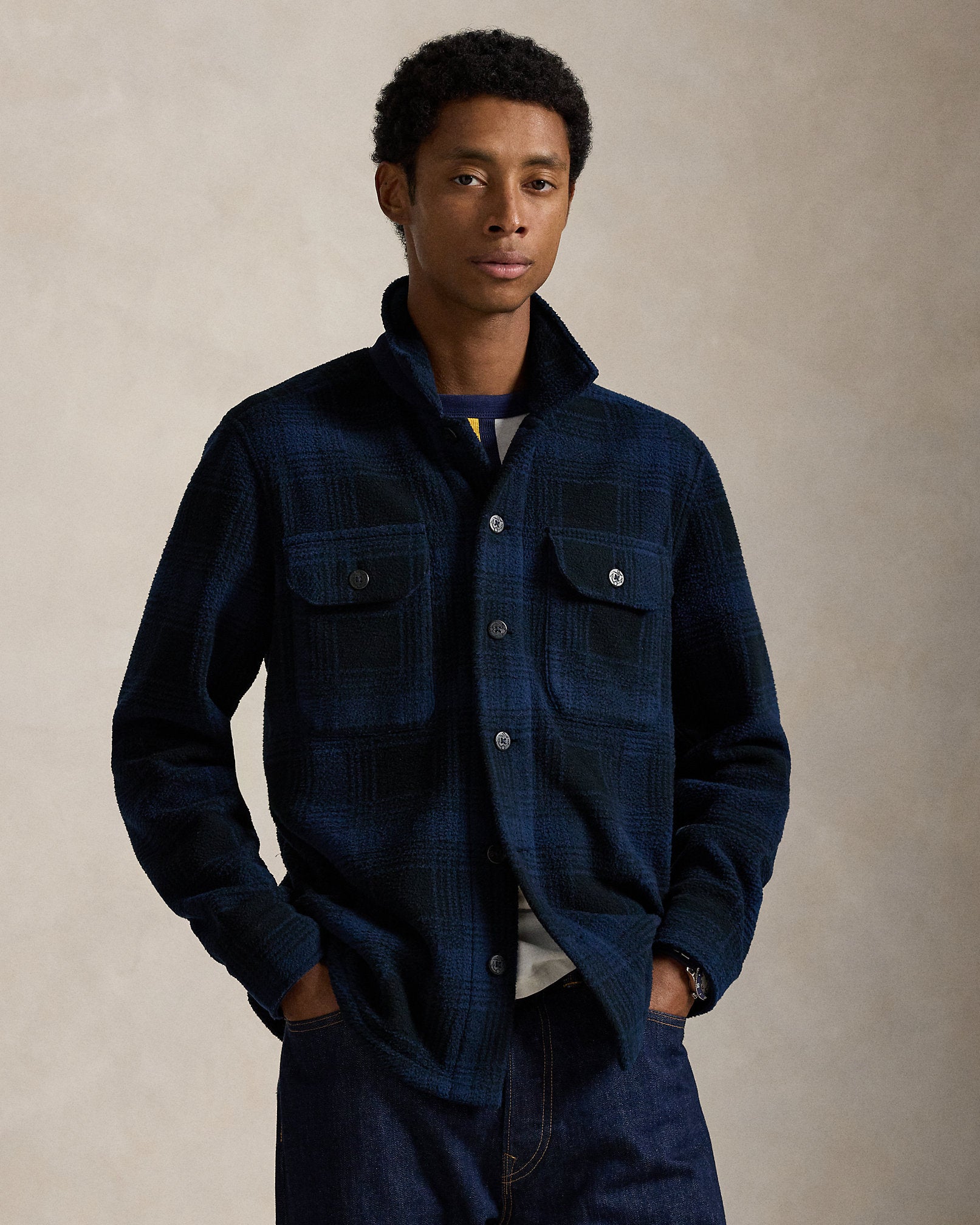 Ralph Lauren Plaid Pile Fleece Overshirt
