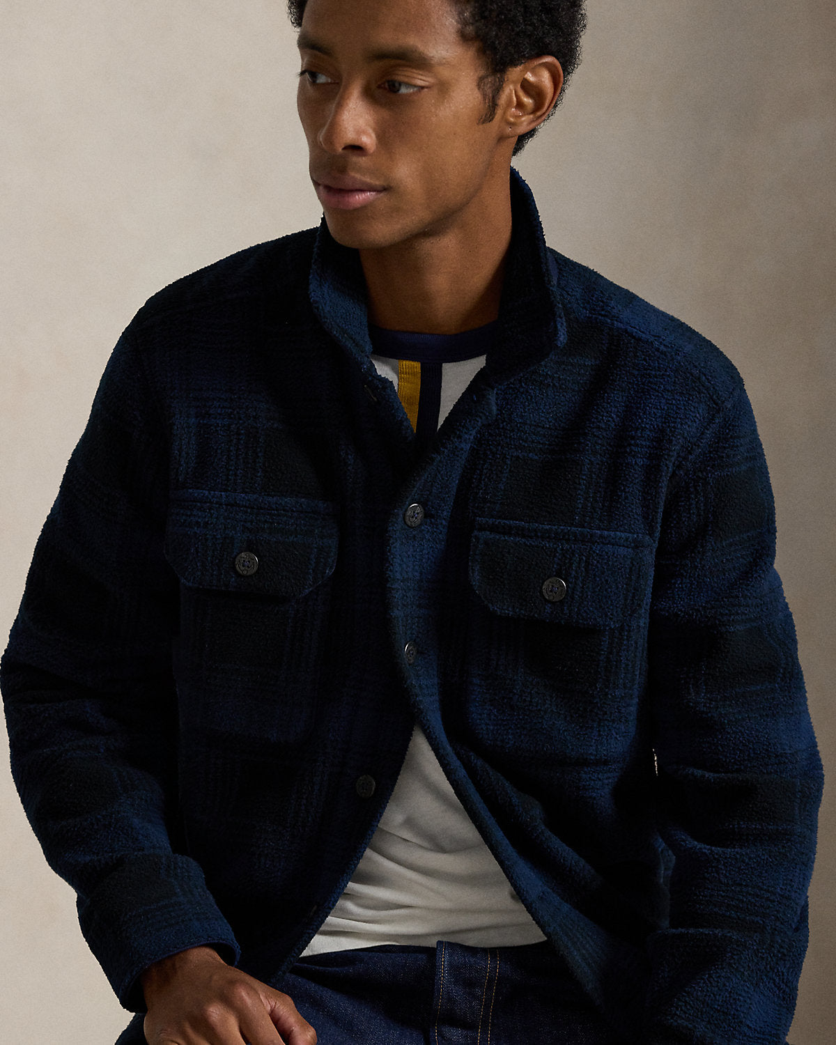 Ralph Lauren Plaid Pile Fleece Overshirt