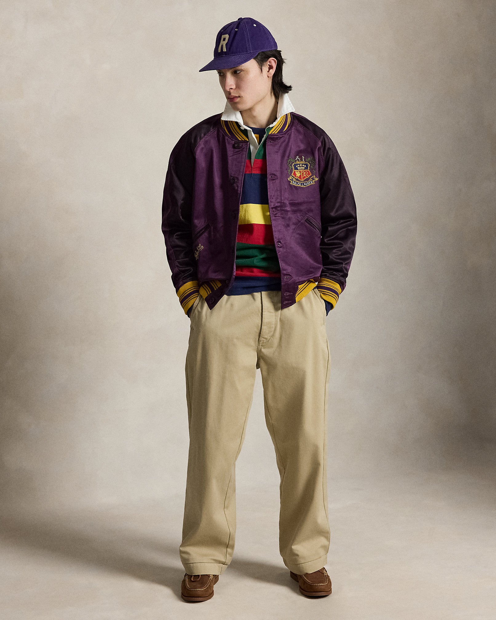 Ralph Lauren Embroidered Satin Baseball Jacket