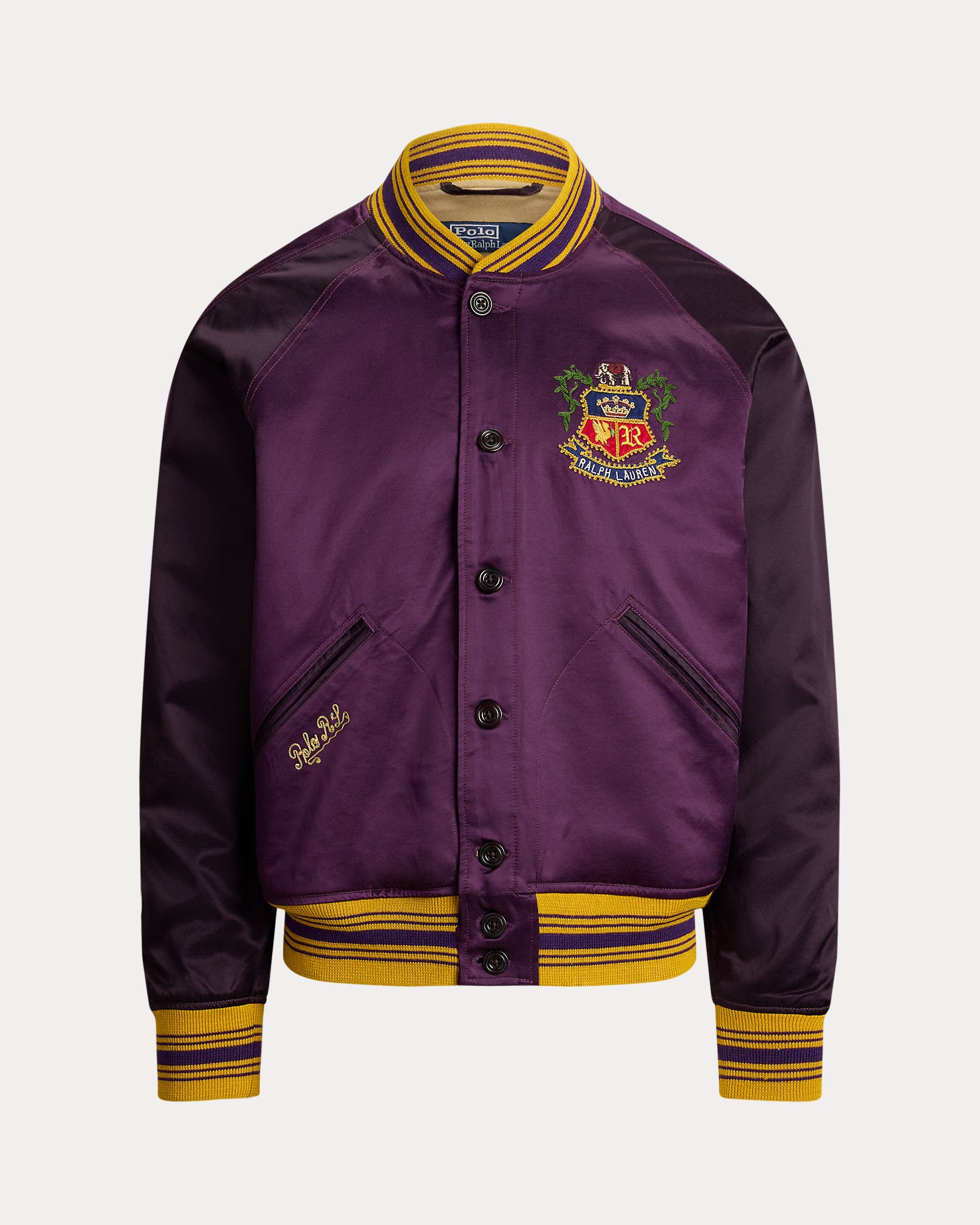 Ralph Lauren Embroidered Satin Baseball Jacket
