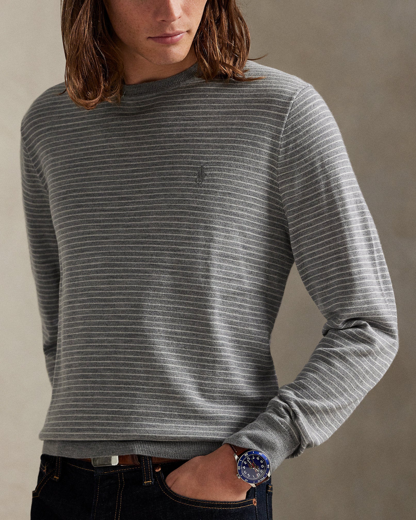 Ralph Lauren Striped Washable Wool Sweater