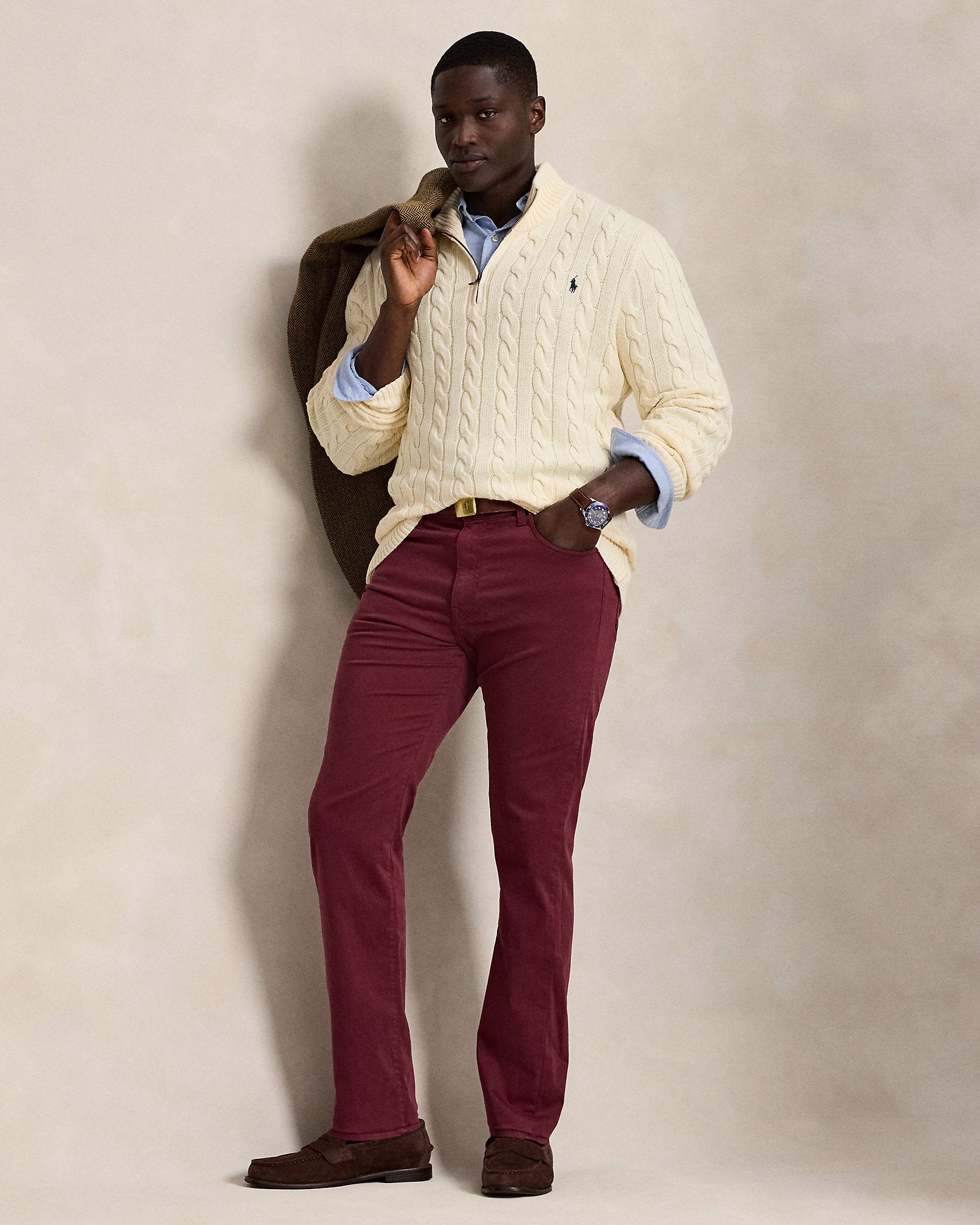 Ralph Lauren CableKnit Cotton QuarterZip Sweater