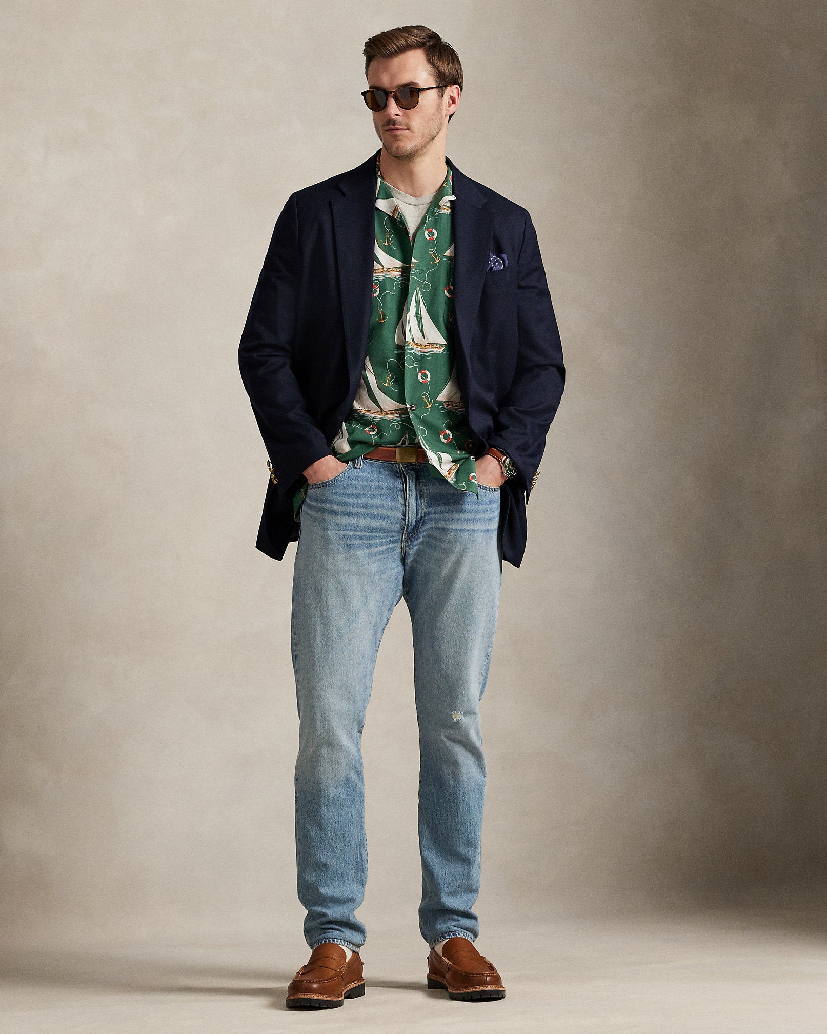 Ralph Lauren SailboatPrint Oxford Camp Shirt