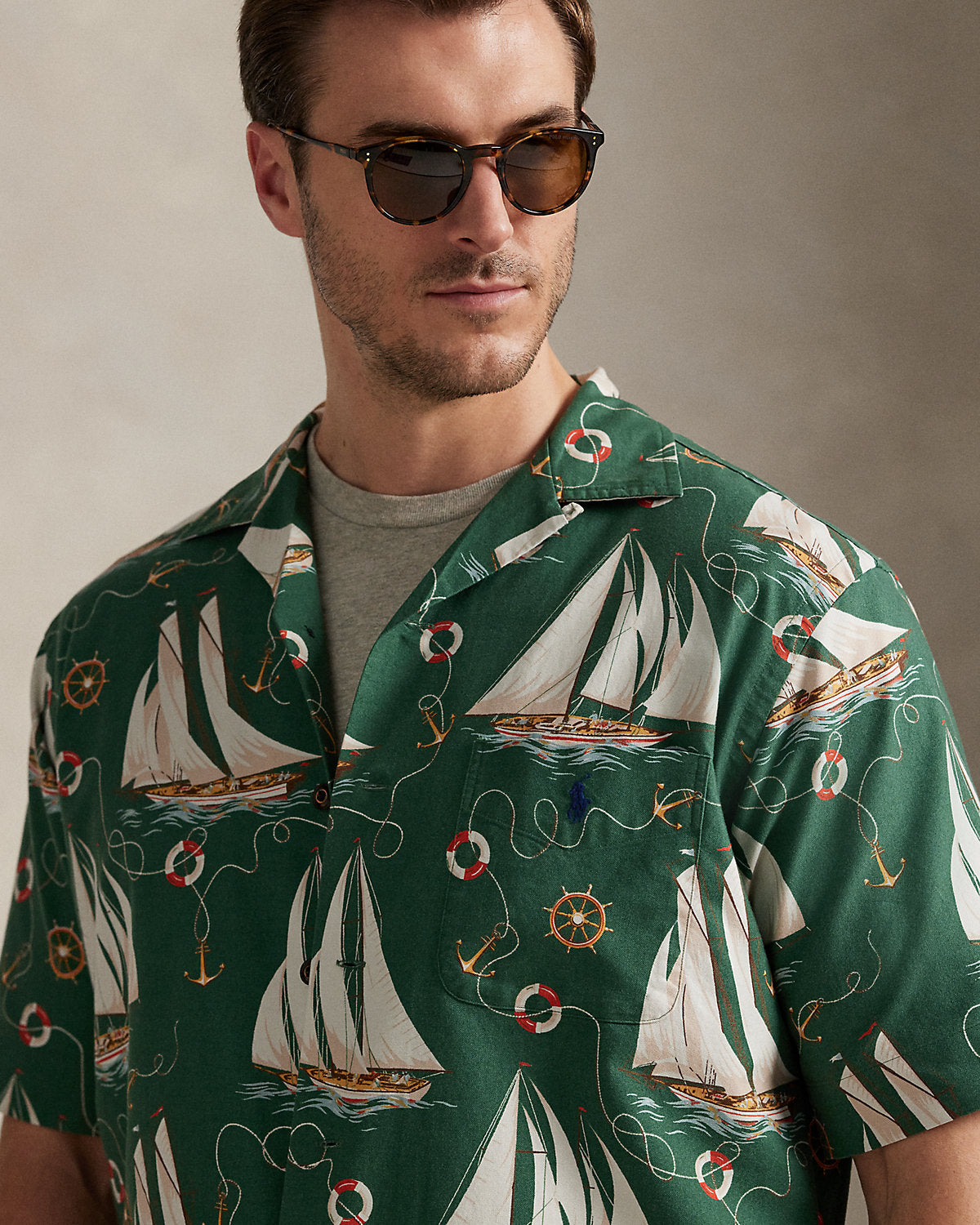 Ralph Lauren SailboatPrint Oxford Camp Shirt