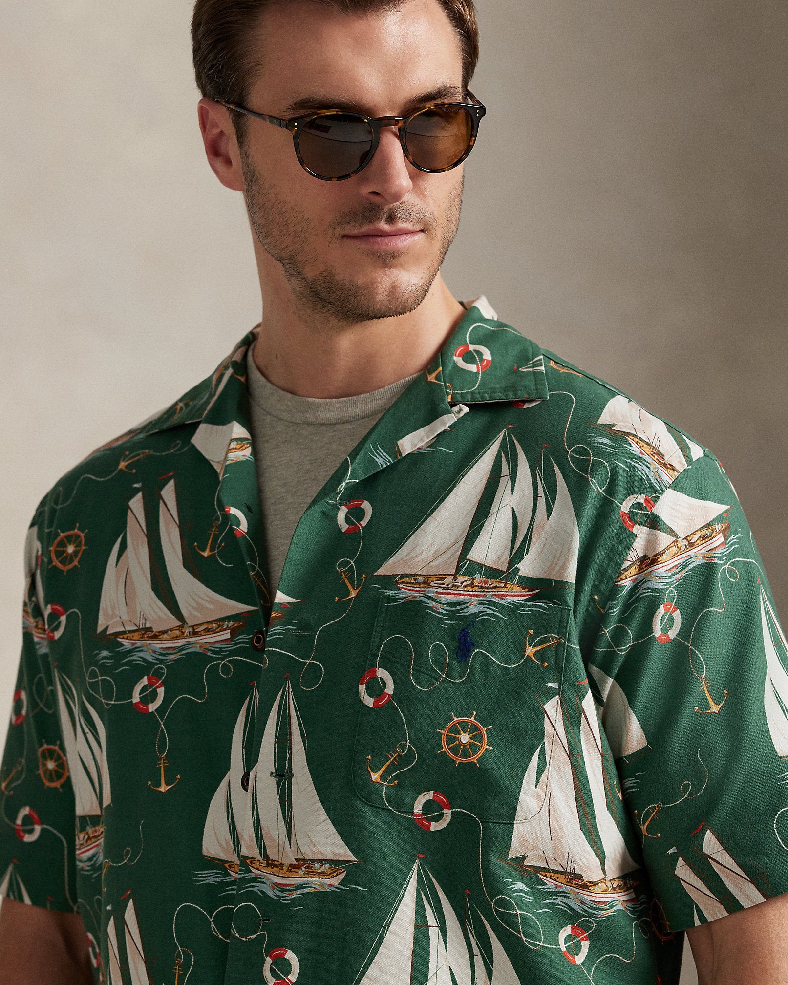 Ralph Lauren SailboatPrint Oxford Camp Shirt