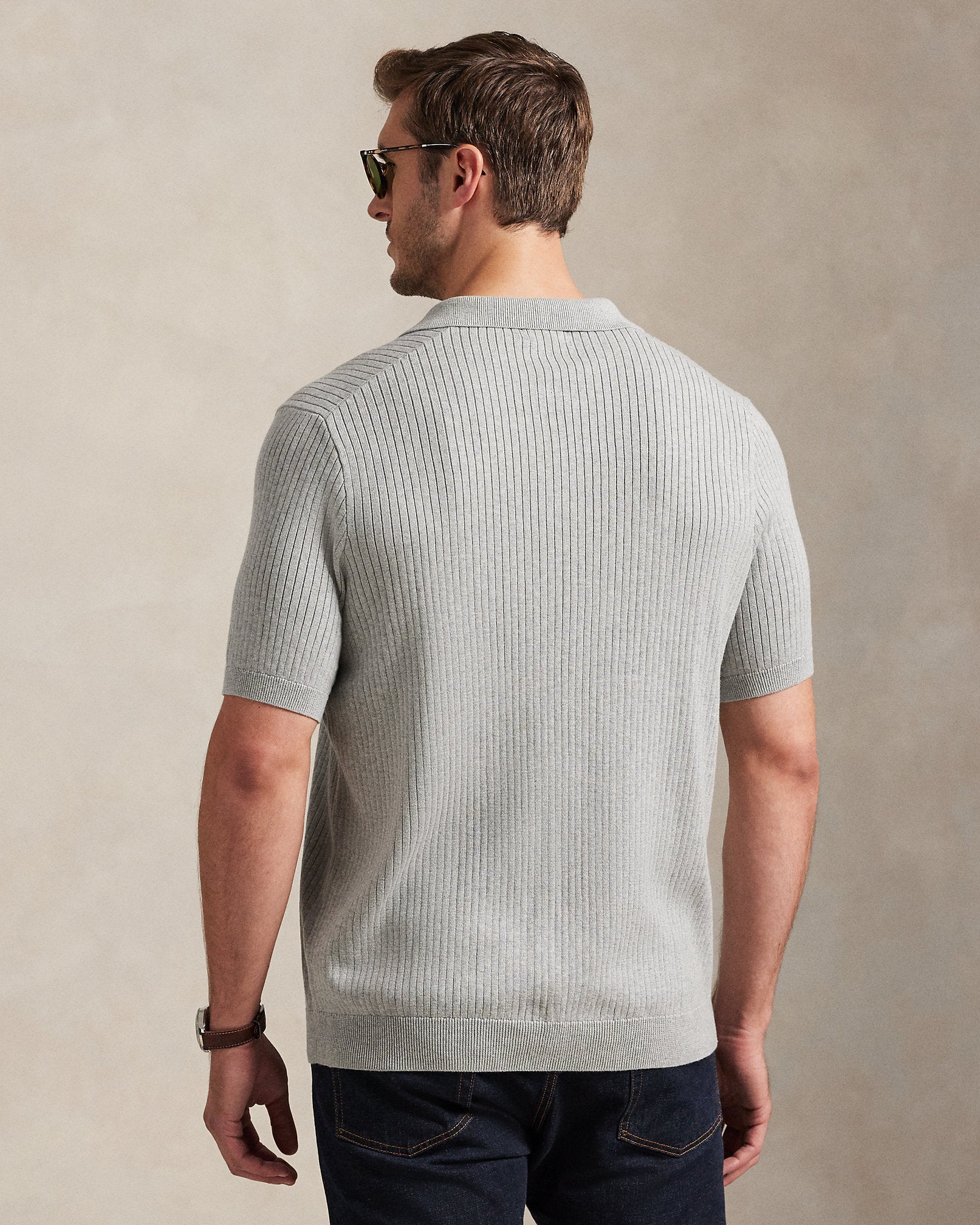 Ralph Lauren RibKnit Cotton JohnnyCollar Sweater
