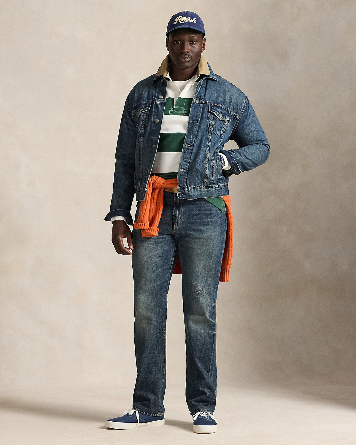 Ralph Lauren KhakiCollar Striped Rugby Shirt