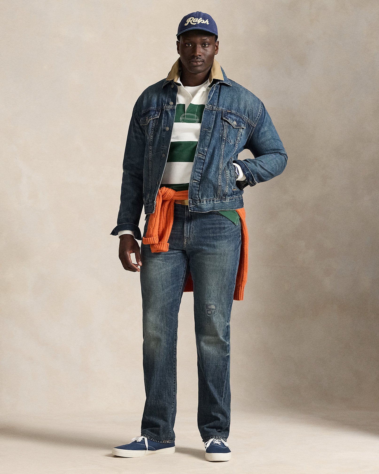Ralph Lauren KhakiCollar Striped Rugby Shirt
